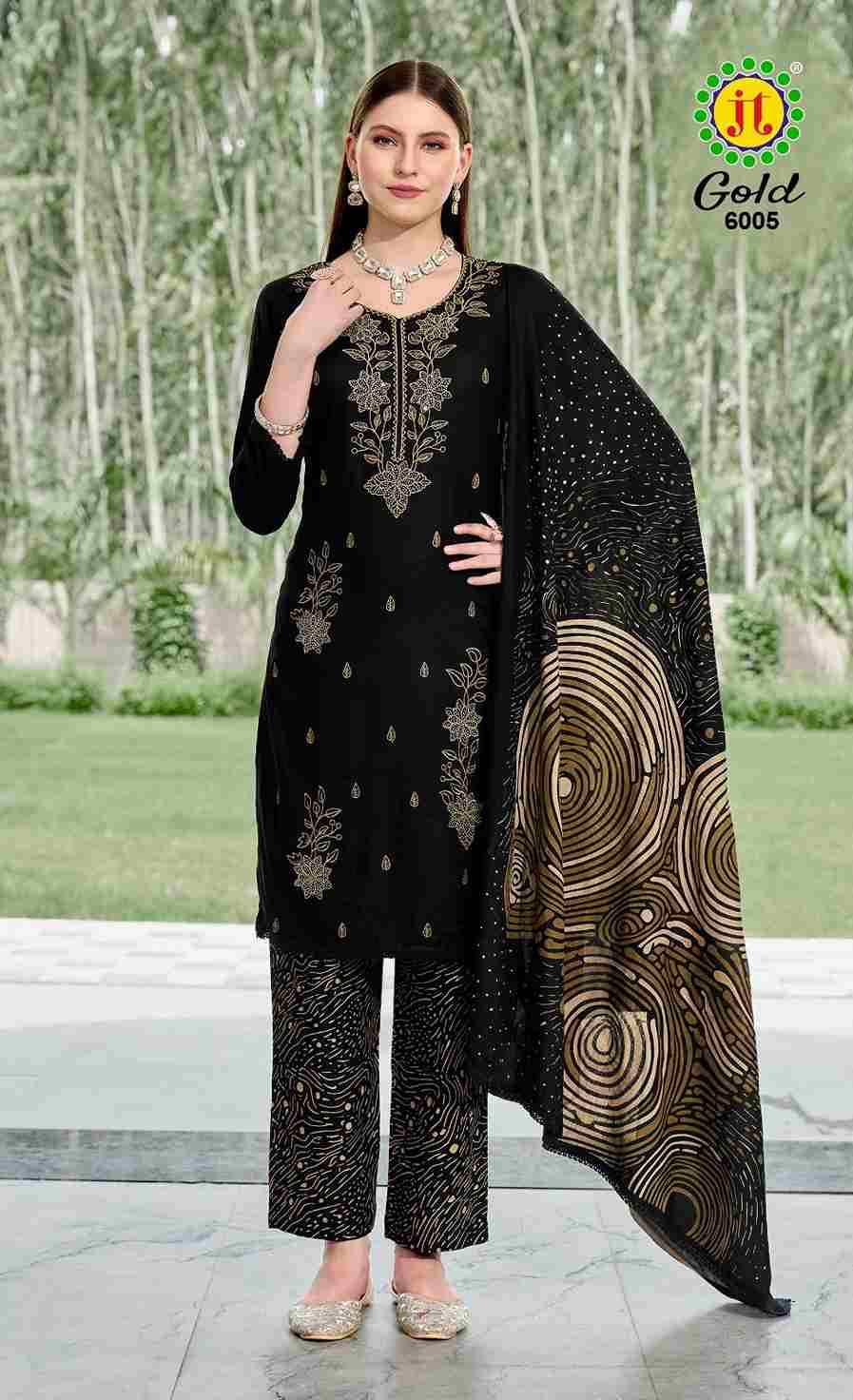 Gold Vol-6 By JT 6001 To 6005 Series Beautiful Festive Suits Colorful Stylish Fancy Casual Wear & Ethnic Wear Rayon Dresses At Wholesale Price