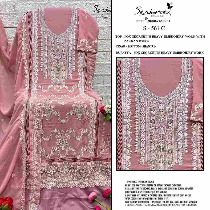 Serene Hit Design S-561 Colours By Serene S-561-A To S-561-D Series Designer Pakistani Suits Beautiful Fancy Colorful Stylish Party Wear & Occasional Wear Faux Georgette Embroidered Dresses At Wholesale Price