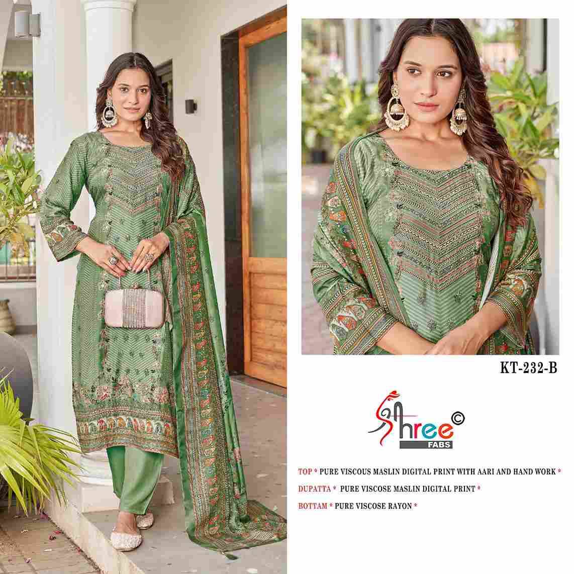 Shree Fabs Hit Design KT-232 Colours By Shree Fabs KT-232 To KT-232-C Series Designer Pakistani Suits Beautiful Fancy Stylish Colorful Party Wear & Occasional Wear Pure Viscose Muslin Embroidery Dresses At Wholesale Price