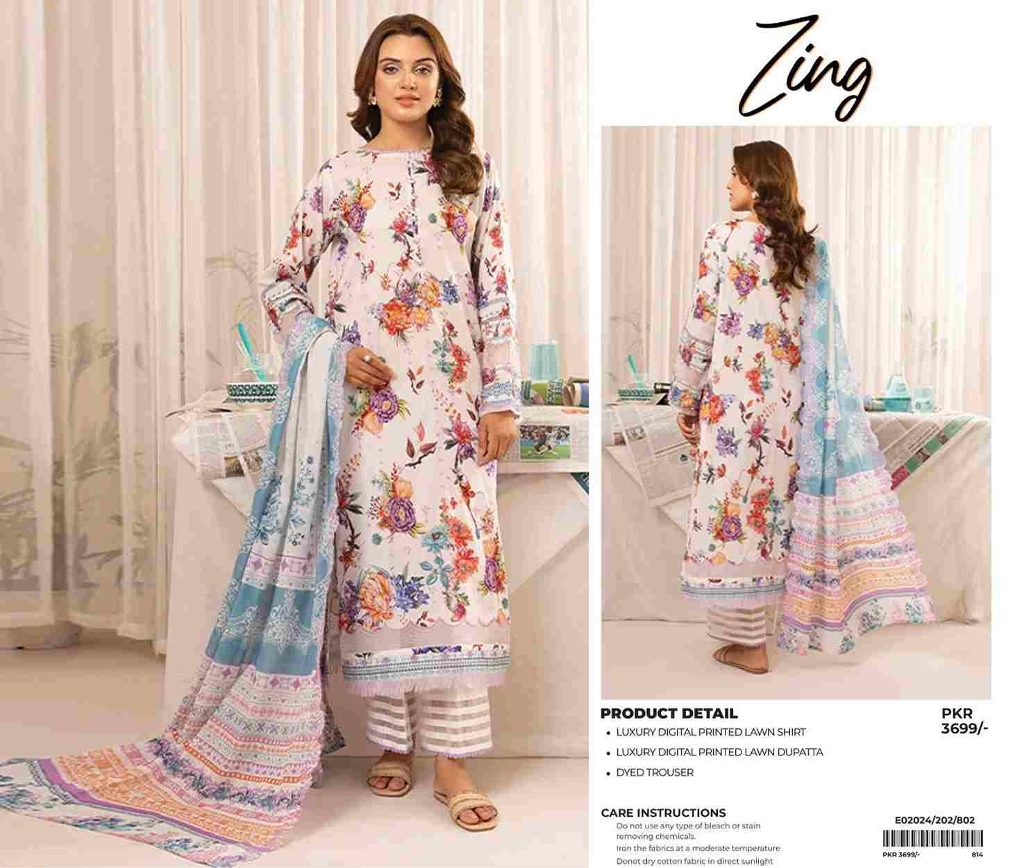 Original Pakistani Zing By Fashid Wholesale 101 To 112 Series Beautiful Pakistani Suits Colorful Stylish Fancy Casual Wear & Ethnic Wear Lawn Prints Dresses At Wholesale Price