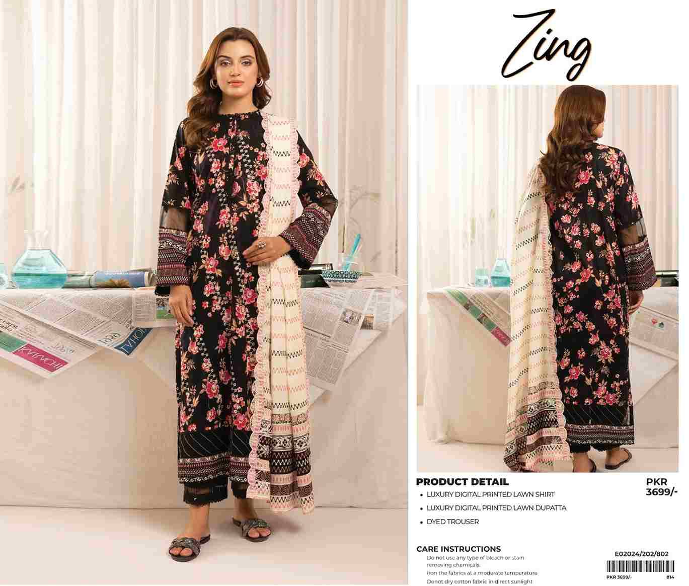 Original Pakistani Zing By Fashid Wholesale 101 To 112 Series Beautiful Pakistani Suits Colorful Stylish Fancy Casual Wear & Ethnic Wear Lawn Prints Dresses At Wholesale Price