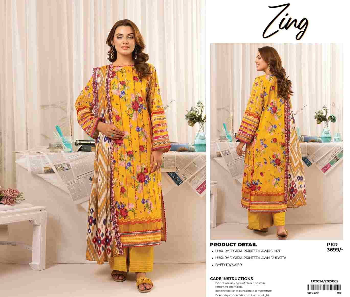 Original Pakistani Zing By Fashid Wholesale 101 To 112 Series Beautiful Pakistani Suits Colorful Stylish Fancy Casual Wear & Ethnic Wear Lawn Prints Dresses At Wholesale Price