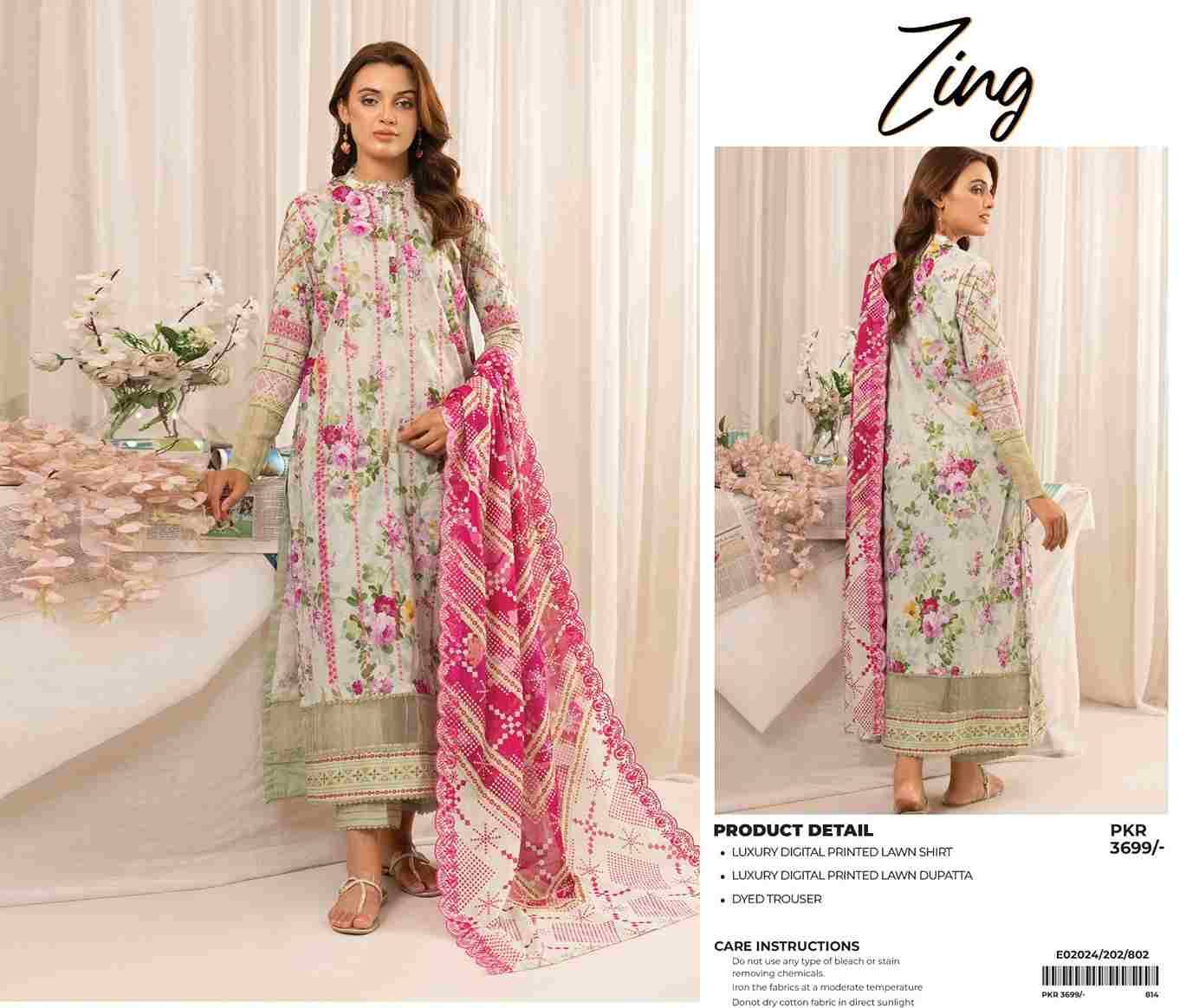 Original Pakistani Zing By Fashid Wholesale 101 To 112 Series Beautiful Pakistani Suits Colorful Stylish Fancy Casual Wear & Ethnic Wear Lawn Prints Dresses At Wholesale Price