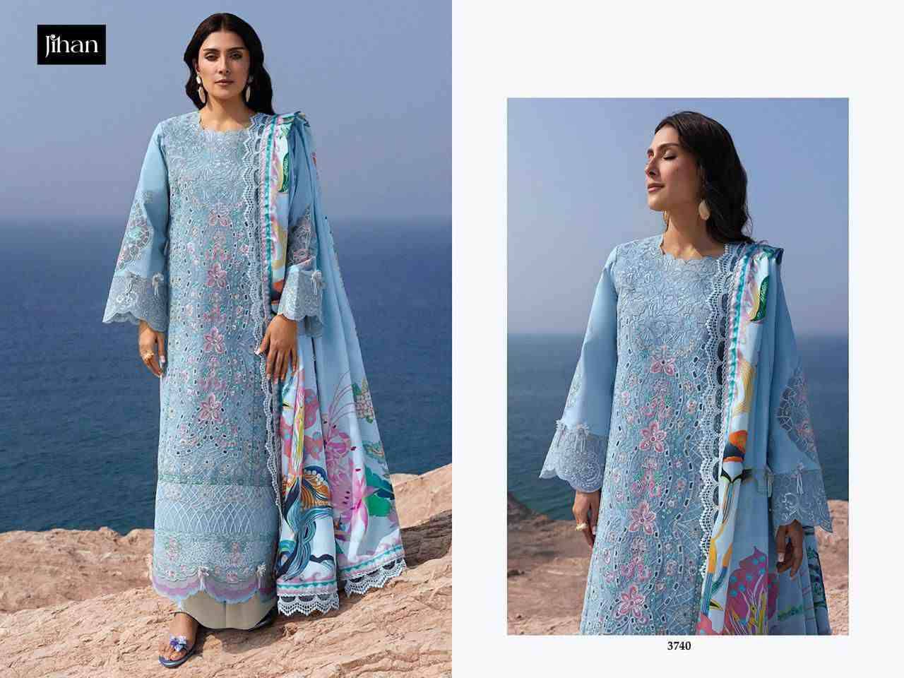 Sirene Luxury Lawn-25 Vol-2 By Jihan 3740 To 3745 Series Designer Pakistani Suits Beautiful Fancy Stylish Colorful Party Wear & Occasional Wear Lawn Dresses At Wholesale Price