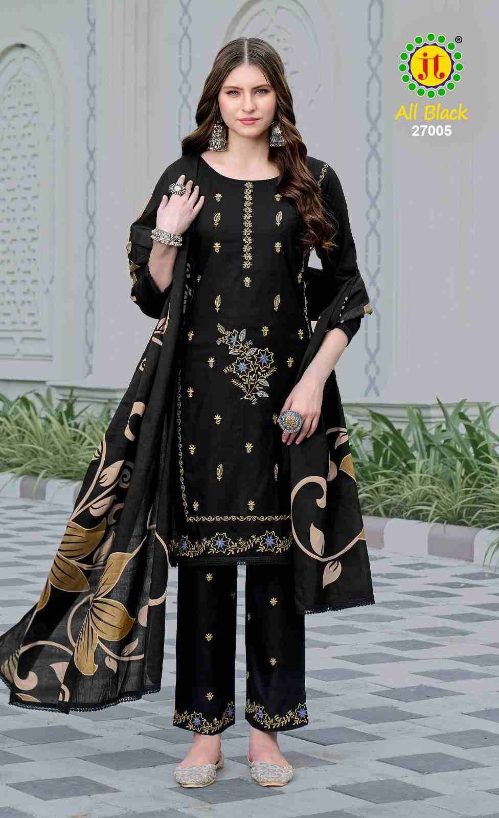 All Black Vol-27 By JT 27001 To 27005 Series Beautiful Festive Suits Colorful Stylish Fancy Casual Wear & Ethnic Wear Rayon Dresses At Wholesale Price