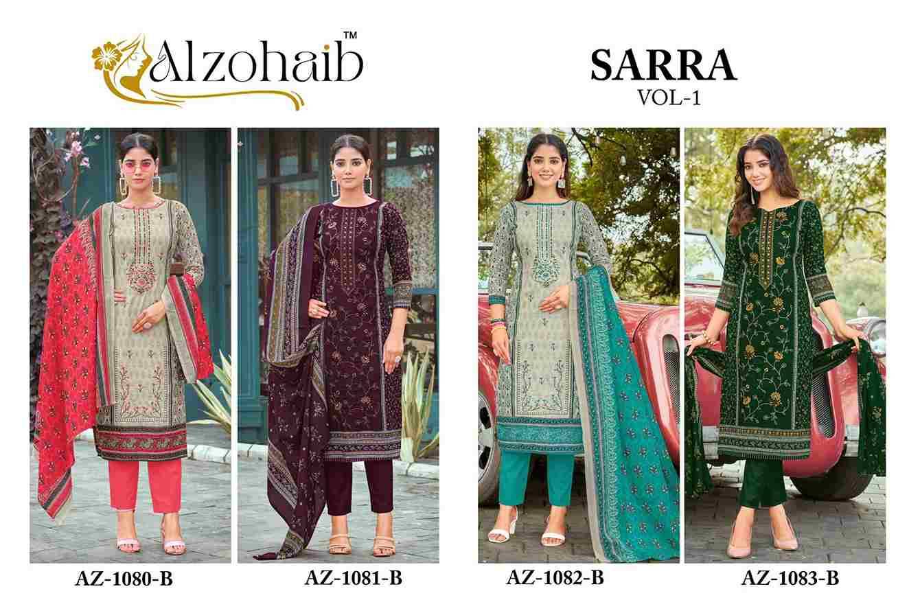 Sarra Vol-1 By Alzohaib 1080-B To 1083-B Series Beautiful Pakistani Suits Stylish Fancy Colorful Party Wear & Occasional Wear Pure Cotton Print Dresses At Wholesale Price