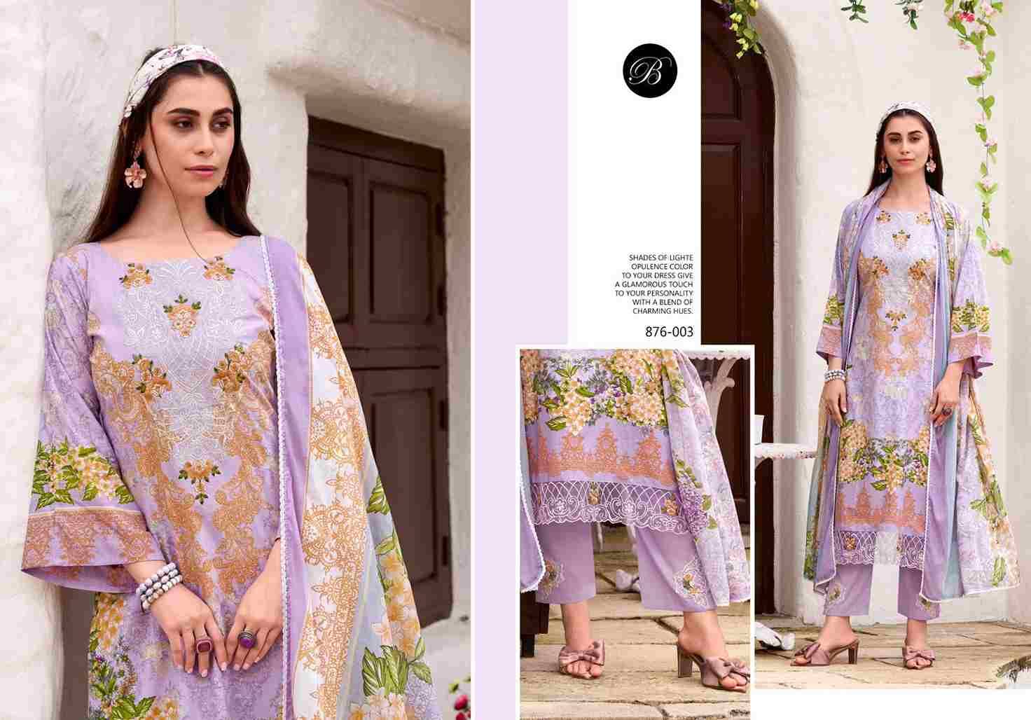 Zayana By Belliza 876-001 To 876-008 Series Beautiful Festive Suits Stylish Fancy Colorful Casual Wear & Ethnic Wear Pure Cotton Dresses At Wholesale Price