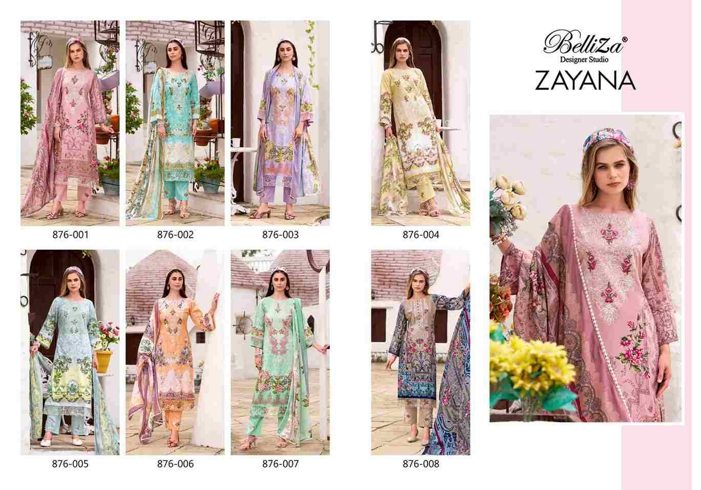 Zayana By Belliza 876-001 To 876-008 Series Beautiful Festive Suits Stylish Fancy Colorful Casual Wear & Ethnic Wear Pure Cotton Dresses At Wholesale Price