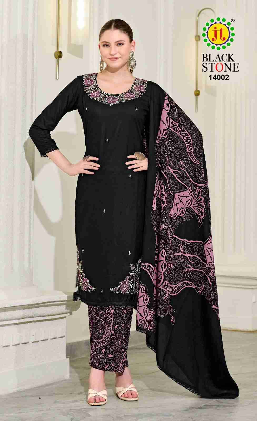 Black Stone Vol-14 By JT 14001 To 14005 Series Beautiful Festive Suits Colorful Stylish Fancy Casual Wear & Ethnic Wear Rayon Dresses At Wholesale Price