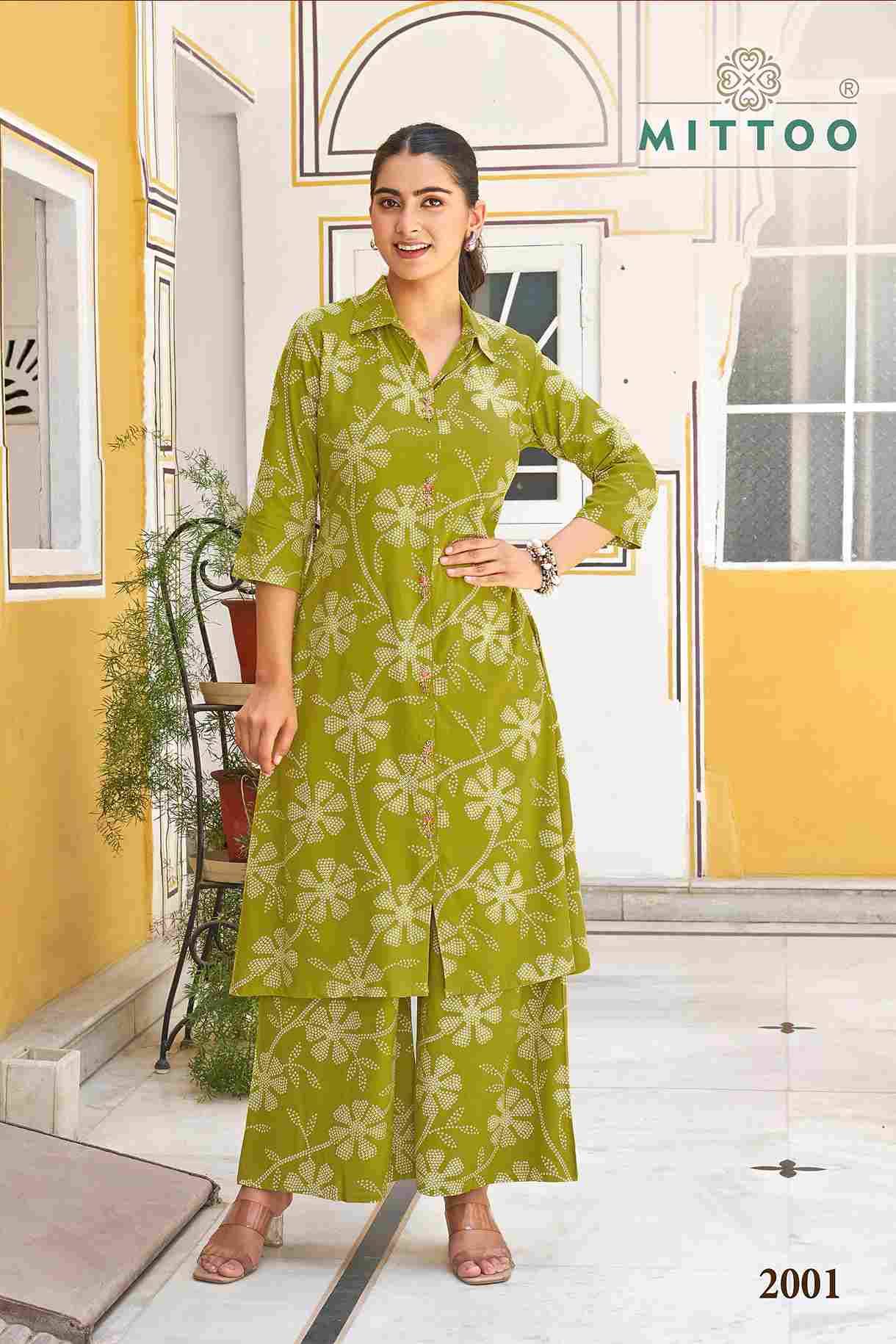 Indrani By Mittoo 2001 To 2004 Series Designer Stylish Fancy Colorful Beautiful Party Wear & Ethnic Wear Collection Rayon Print Kurtis With Bottom At Wholesale Price