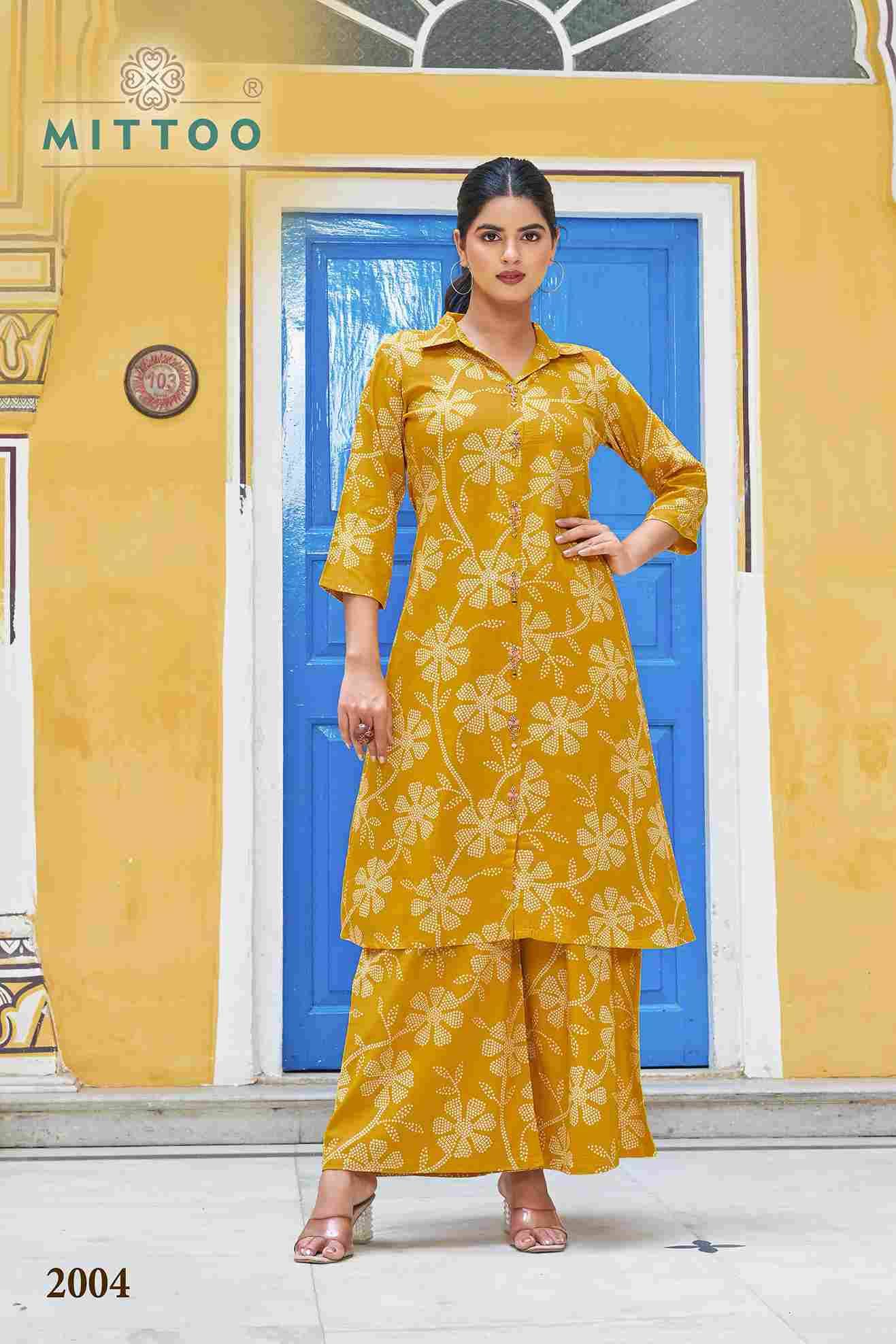 Indrani By Mittoo 2001 To 2004 Series Designer Stylish Fancy Colorful Beautiful Party Wear & Ethnic Wear Collection Rayon Print Kurtis With Bottom At Wholesale Price