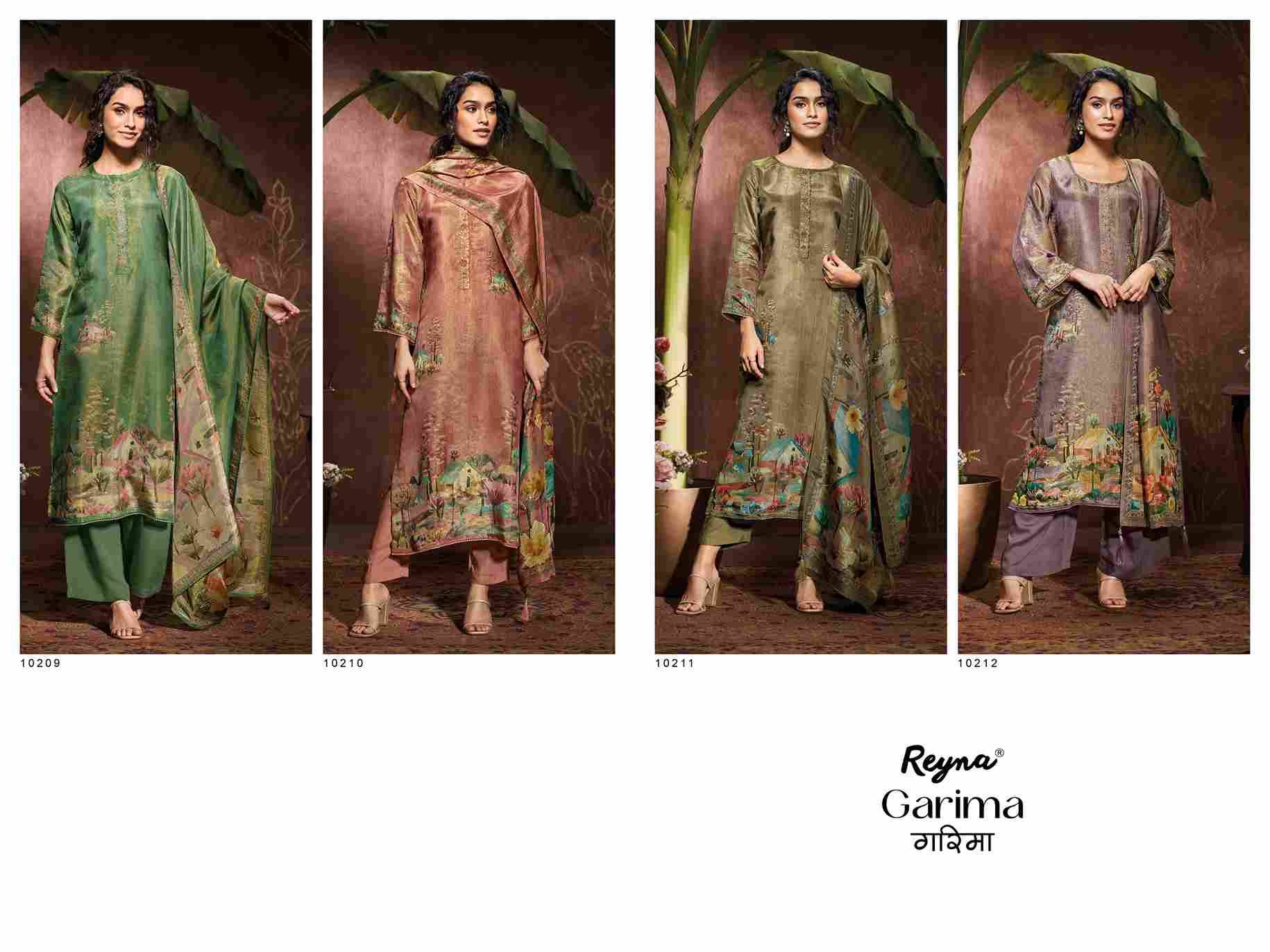 Garima By Reyna 10209 To 10212 Series Beautiful Festive Suits Colorful Stylish Fancy Casual Wear & Ethnic Wear Pure Bemberg Tissue Dresses At Wholesale Price