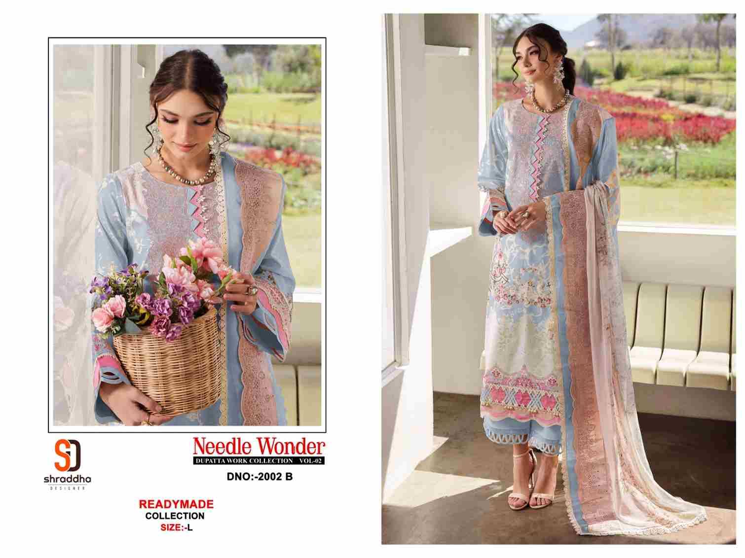 Needle Wonder Dupatta Work Collection Vol-2 By Shraddha Designer 2001-A To 2002-B Series Designer Pakistani Suits Beautiful Fancy Stylish Colorful Party Wear & Occasional Wear Pure Cotton Print With Embroidery Dresses At Wholesale Price