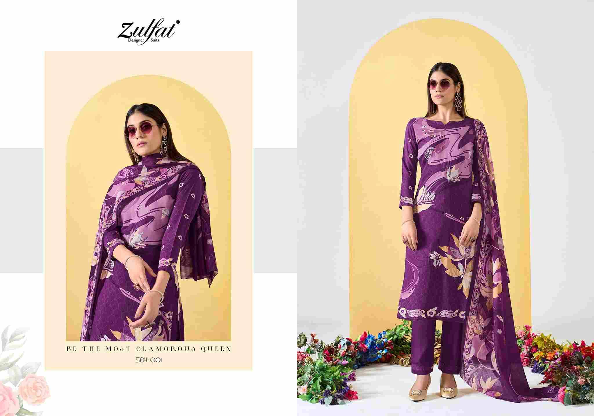 Zahavi Vol-5 By Zulfat 584-001 To 584-006 Series Beautiful Festive Suits Stylish Fancy Colorful Casual Wear & Ethnic Wear Pure Viscose Rayon Print Dresses At Wholesale Price
