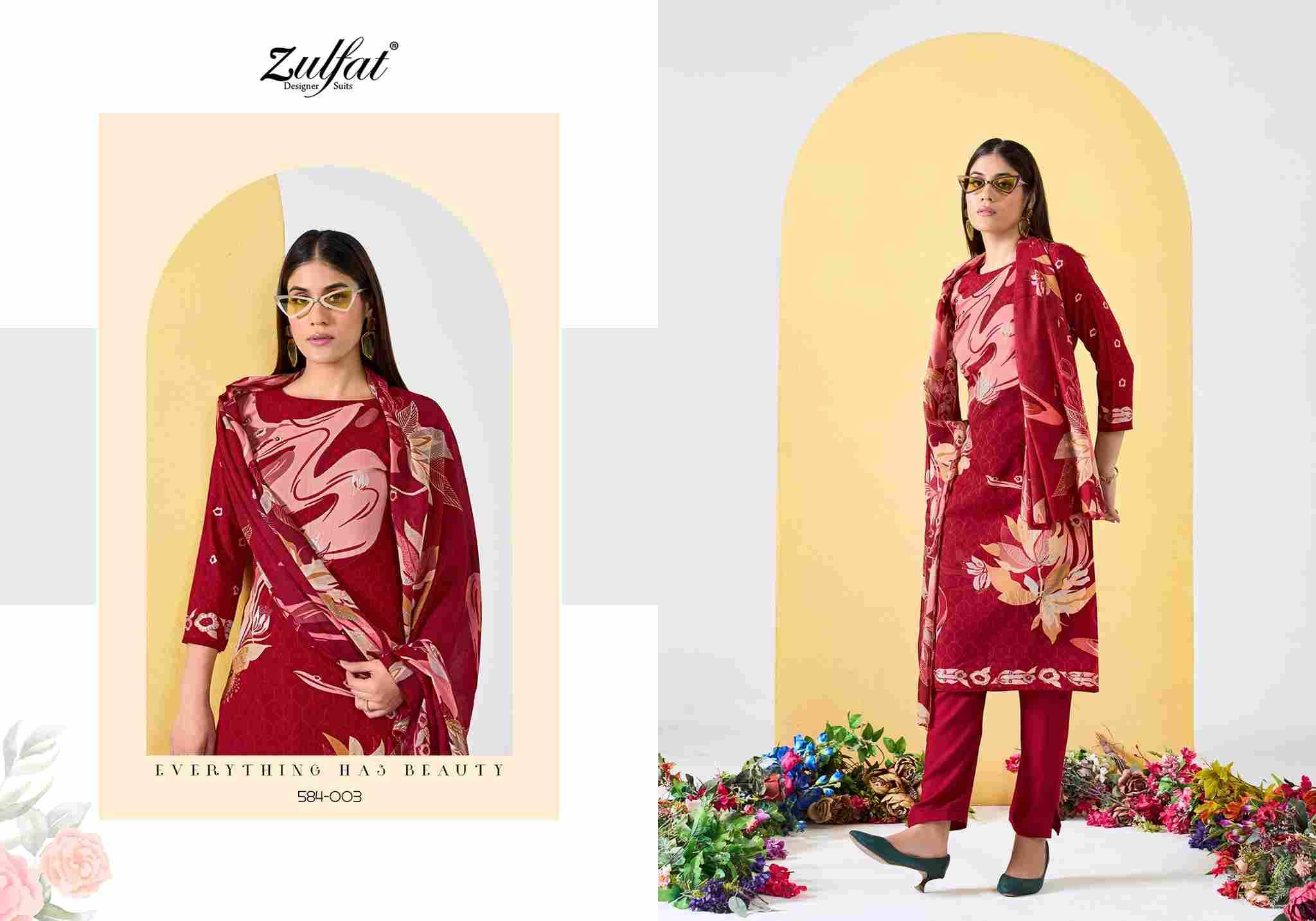 Zahavi Vol-5 By Zulfat 584-001 To 584-006 Series Beautiful Festive Suits Stylish Fancy Colorful Casual Wear & Ethnic Wear Pure Viscose Rayon Print Dresses At Wholesale Price