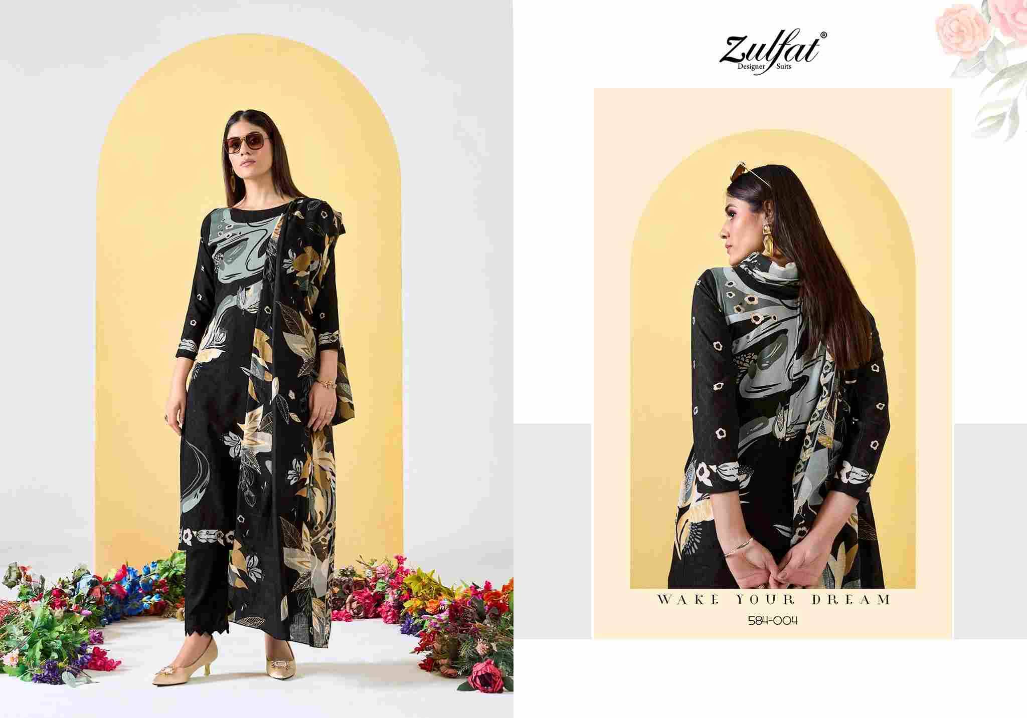 Zahavi Vol-5 By Zulfat 584-001 To 584-006 Series Beautiful Festive Suits Stylish Fancy Colorful Casual Wear & Ethnic Wear Pure Viscose Rayon Print Dresses At Wholesale Price