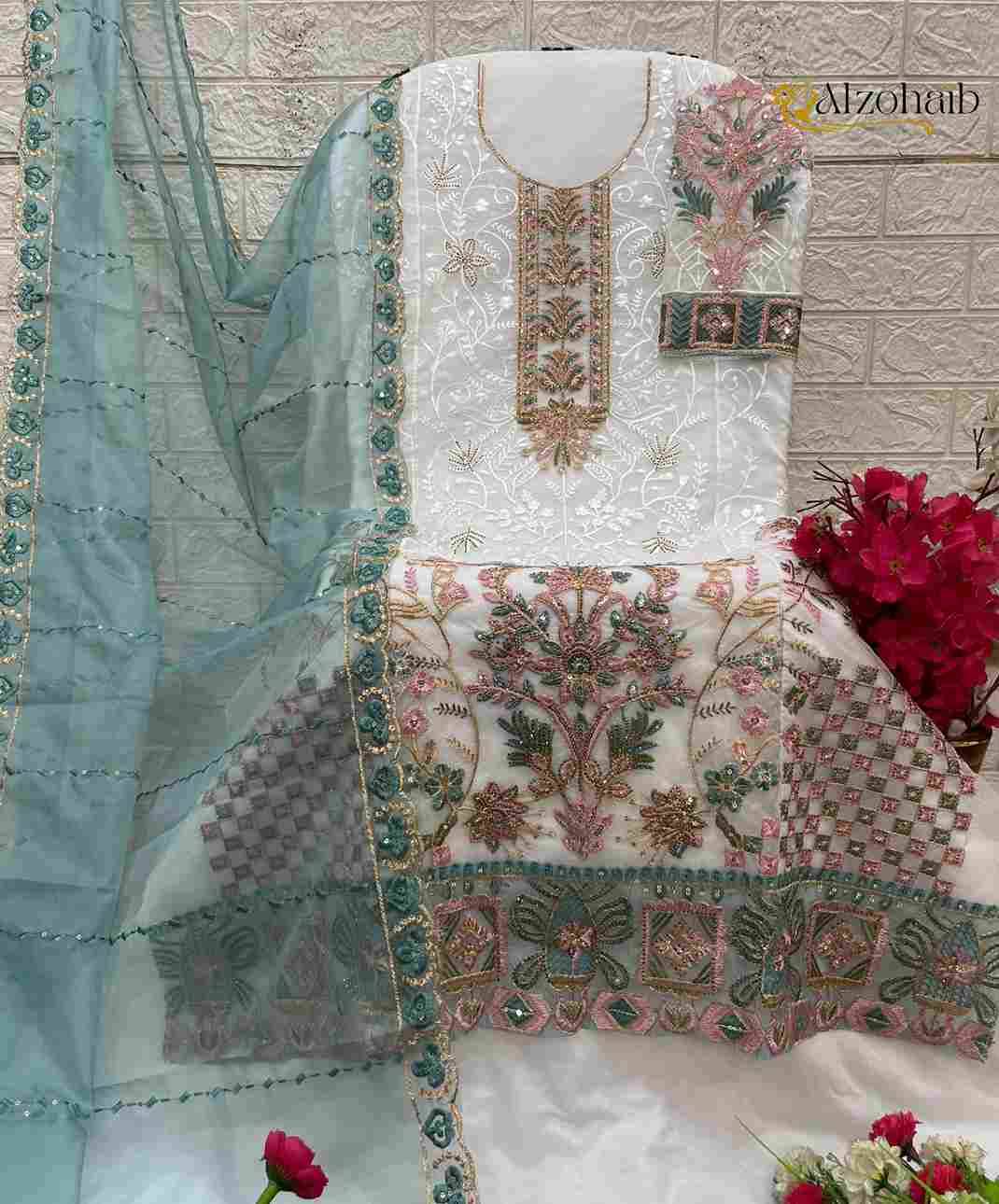 Alzohaib 1341 Series By Alzohaib 1341-A To 1341-D Series Beautiful Pakistani Suits Stylish Fancy Colorful Party Wear & Occasional Wear Organza Dresses At Wholesale Price