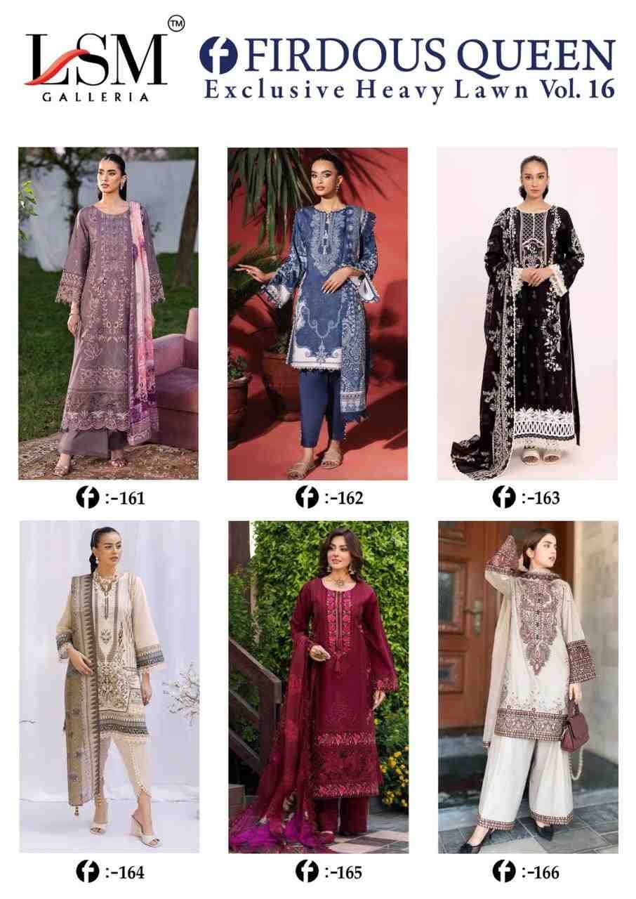 Firdous Queen Vol-16 By Lsm Galleria 161 To 166 Series Beautiful Stylish Festive Suits Fancy Colorful Casual Wear & Ethnic Wear & Ready To Wear Pure Lawn Print Dresses At Wholesale Price