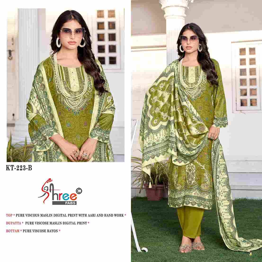 Shree Fabs Hit Design KT-223 Colours By Shree Fabs KT-223 To KT-223-C Series Designer Pakistani Suits Beautiful Fancy Stylish Colorful Party Wear & Occasional Wear Pure Viscose Muslin Embroidery Dresses At Wholesale Price