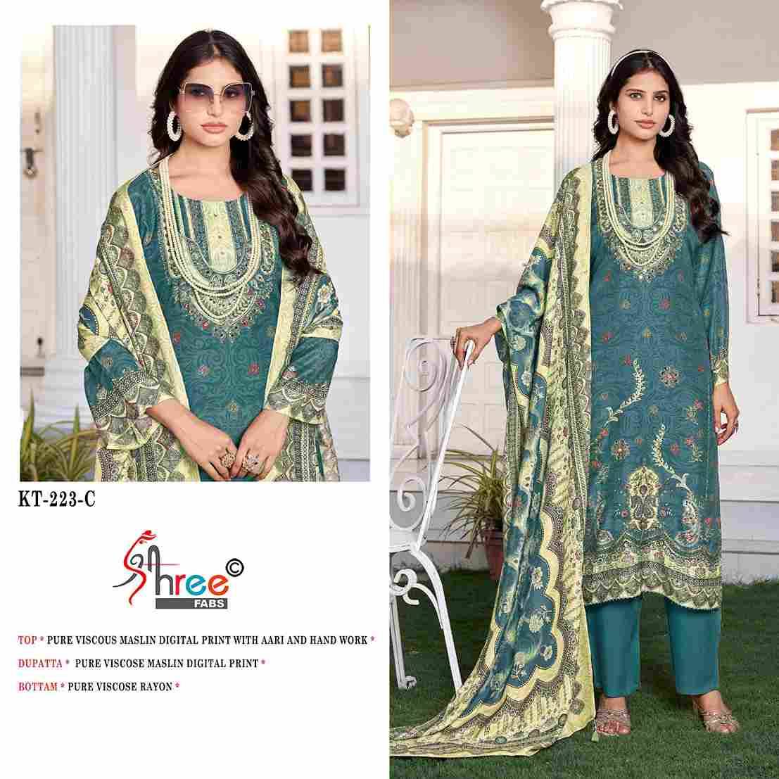 Shree Fabs Hit Design KT-223 Colours By Shree Fabs KT-223 To KT-223-C Series Designer Pakistani Suits Beautiful Fancy Stylish Colorful Party Wear & Occasional Wear Pure Viscose Muslin Embroidery Dresses At Wholesale Price
