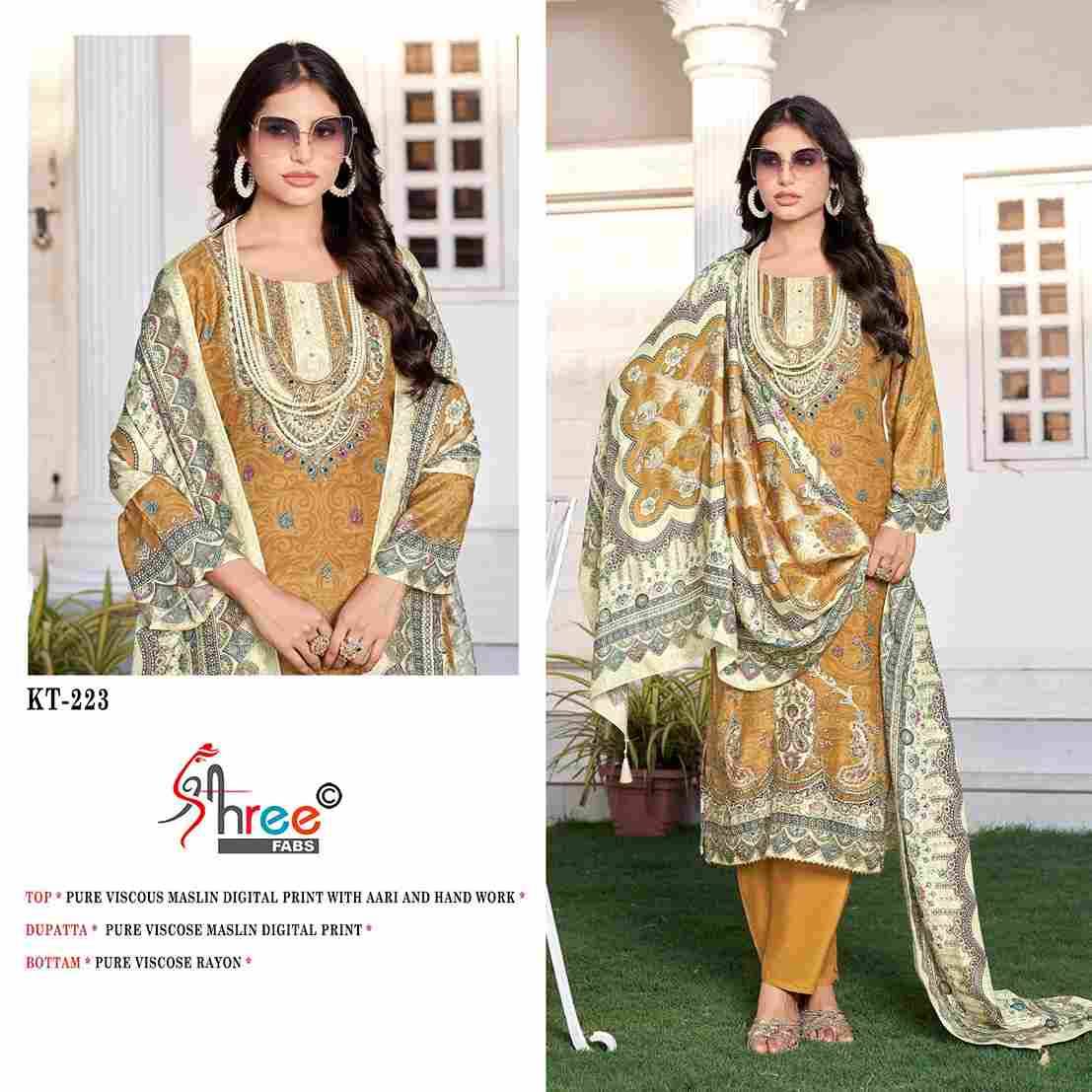 Shree Fabs Hit Design KT-223 Colours By Shree Fabs KT-223 To KT-223-C Series Designer Pakistani Suits Beautiful Fancy Stylish Colorful Party Wear & Occasional Wear Pure Viscose Muslin Embroidery Dresses At Wholesale Price