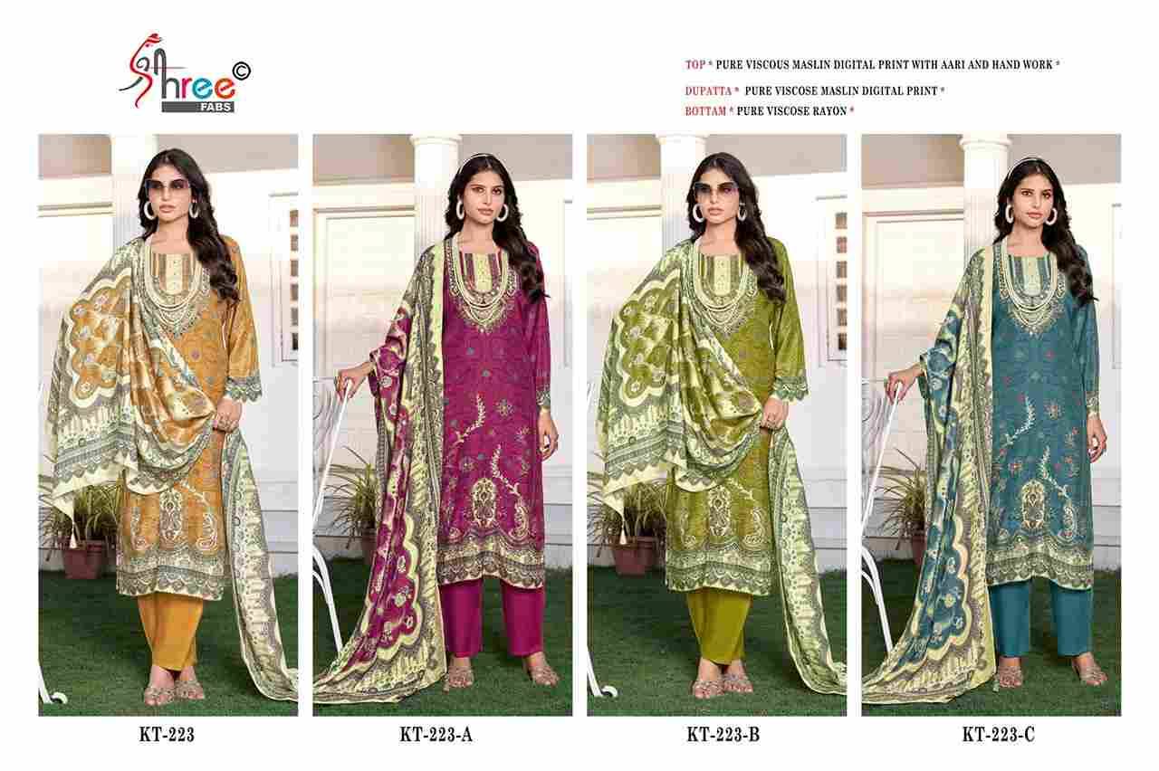Shree Fabs Hit Design KT-223 Colours By Shree Fabs KT-223 To KT-223-C Series Designer Pakistani Suits Beautiful Fancy Stylish Colorful Party Wear & Occasional Wear Pure Viscose Muslin Embroidery Dresses At Wholesale Price