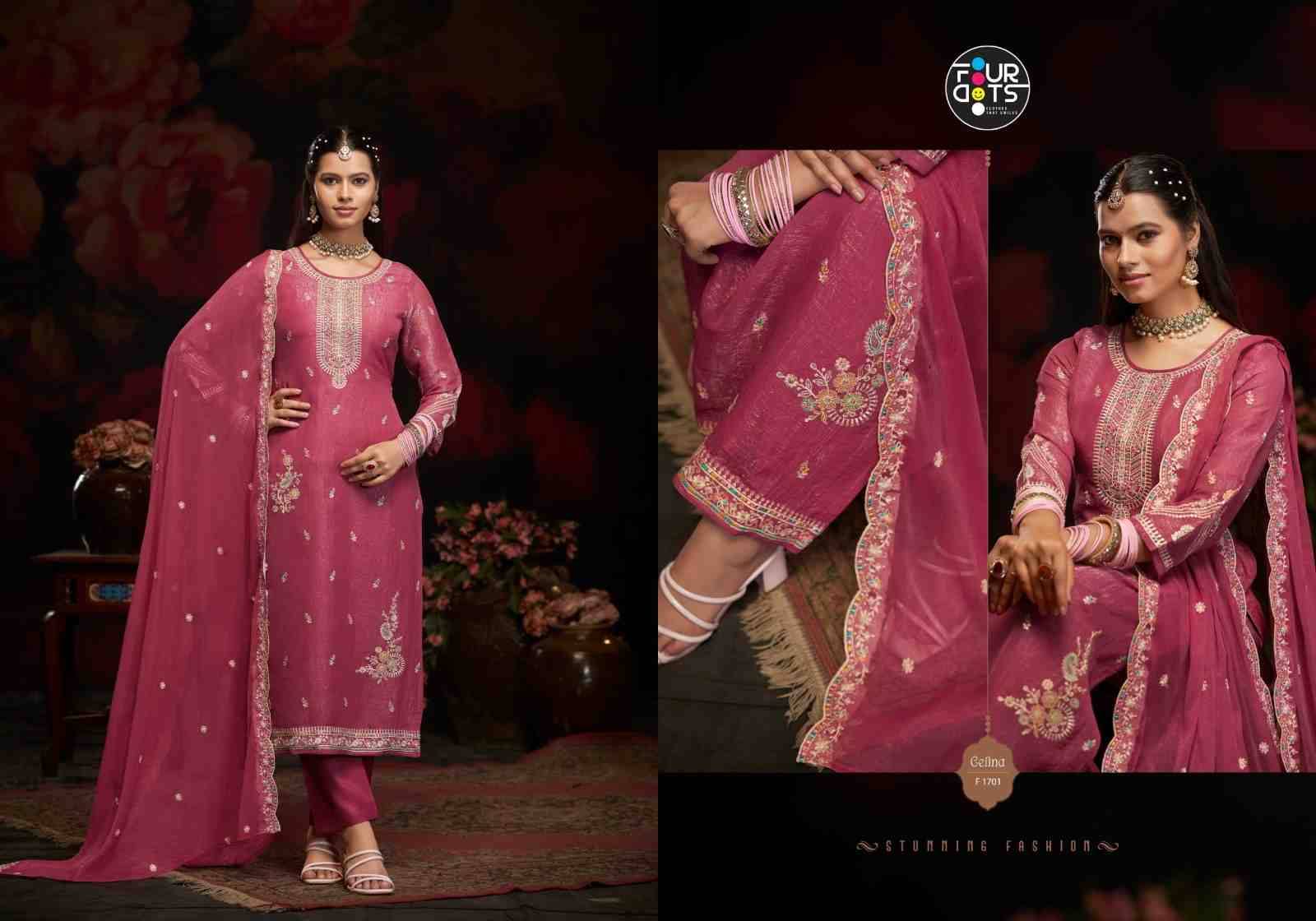 Gelina By Four Dots 1701 To 1704 Series Designer Stylish Fancy Colorful Beautiful Party Wear & Ethnic Wear Collection Silk Dresses At Wholesale Price