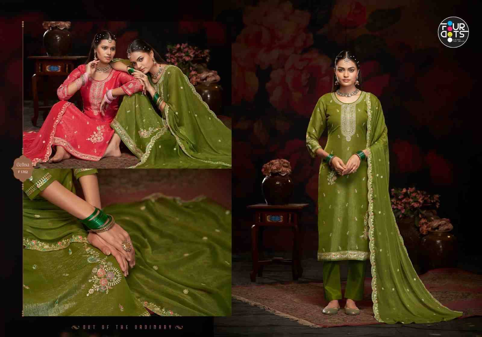 Gelina By Four Dots 1701 To 1704 Series Designer Stylish Fancy Colorful Beautiful Party Wear & Ethnic Wear Collection Silk Dresses At Wholesale Price