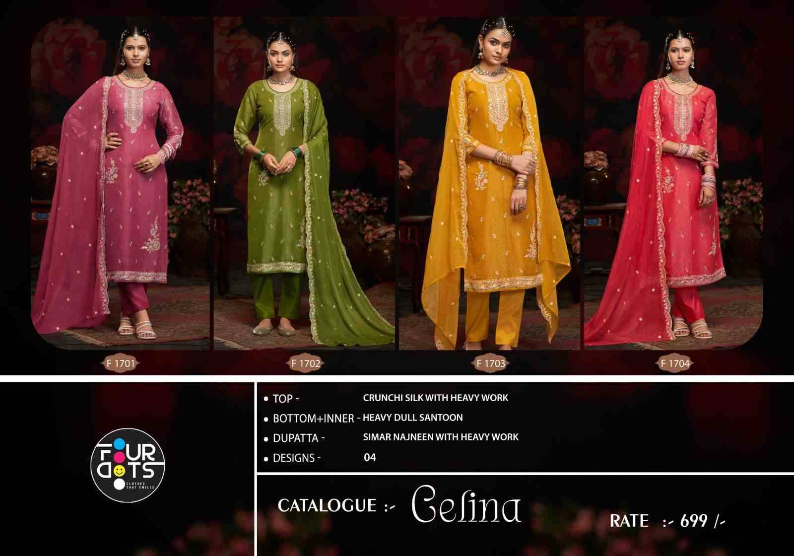 Gelina By Four Dots 1701 To 1704 Series Designer Stylish Fancy Colorful Beautiful Party Wear & Ethnic Wear Collection Silk Dresses At Wholesale Price