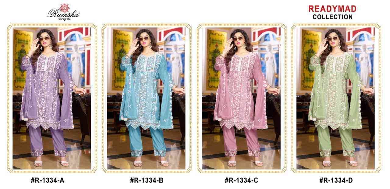 Ramsha 1334 Colours By Ramsha 1334-A To 1334-D Series Designer Pakistani Suits Beautiful Fancy Colorful Stylish Party Wear & Occasional Wear Jimmy Chu Embroidered Dresses At Wholesale Price