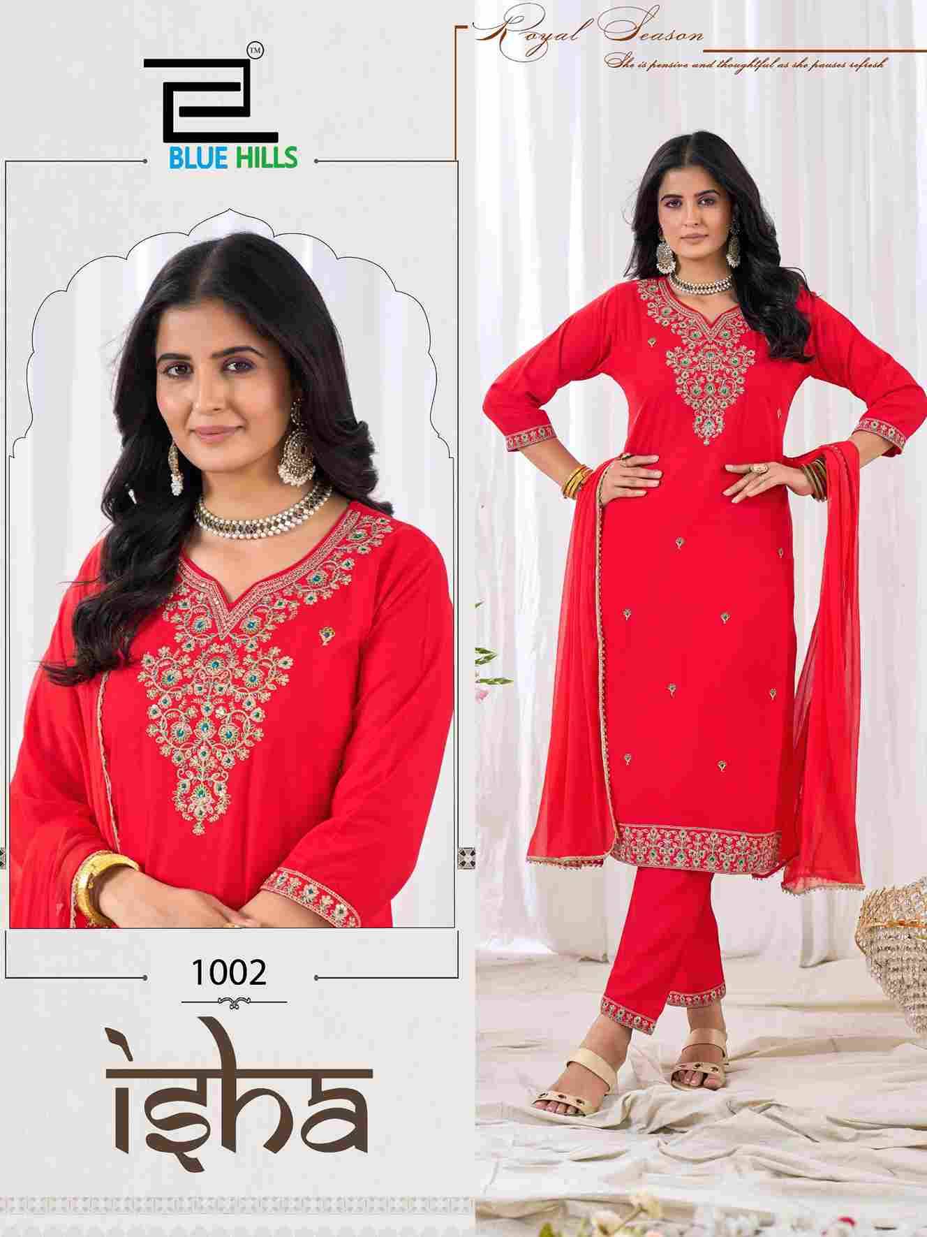 Isha By Blue Hills 1001 To 1006 Series Designer Festive Suits Beautiful Fancy Colorful Stylish Party Wear & Occasional Wear Rayon Dresses At Wholesale Price