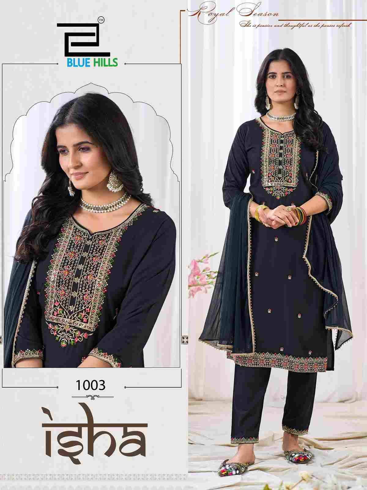 Isha By Blue Hills 1001 To 1006 Series Designer Festive Suits Beautiful Fancy Colorful Stylish Party Wear & Occasional Wear Rayon Dresses At Wholesale Price