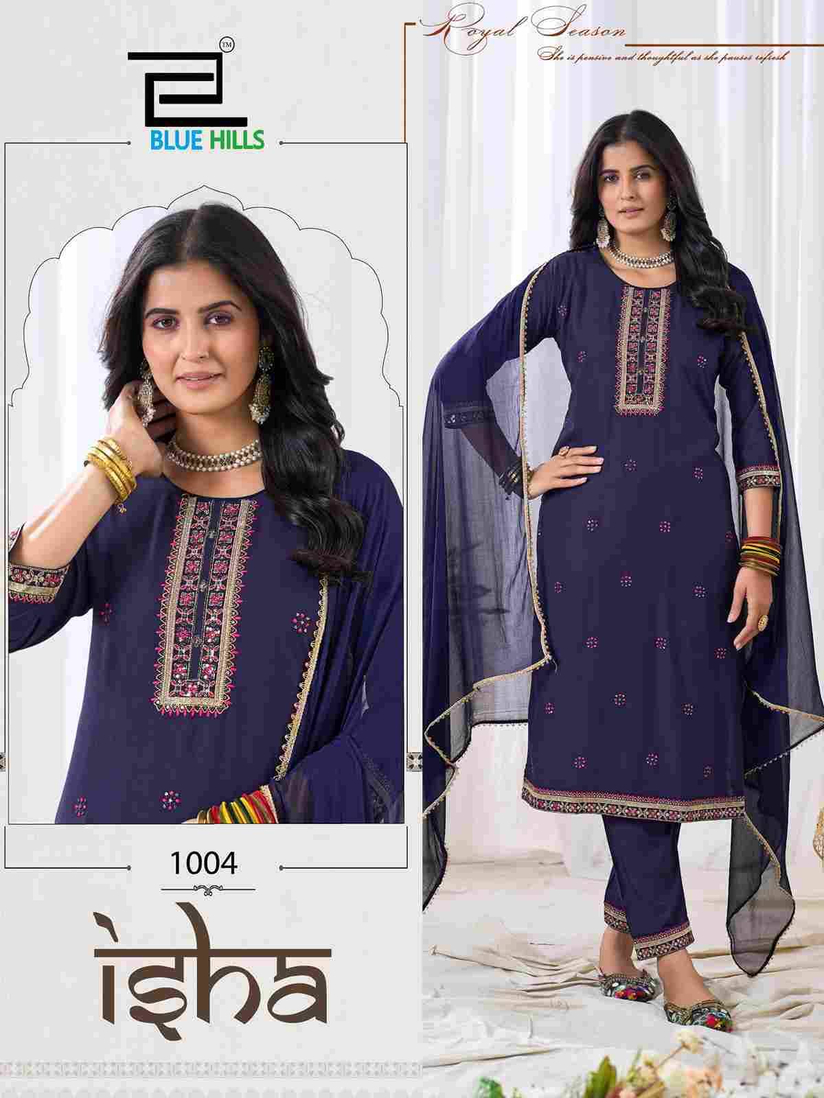 Isha By Blue Hills 1001 To 1006 Series Designer Festive Suits Beautiful Fancy Colorful Stylish Party Wear & Occasional Wear Rayon Dresses At Wholesale Price