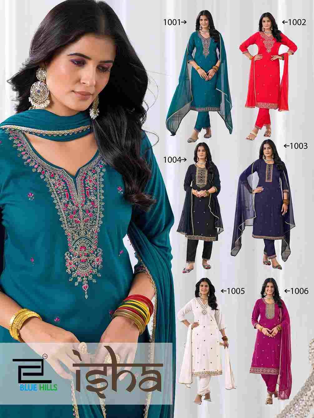 Isha By Blue Hills 1001 To 1006 Series Designer Festive Suits Beautiful Fancy Colorful Stylish Party Wear & Occasional Wear Rayon Dresses At Wholesale Price