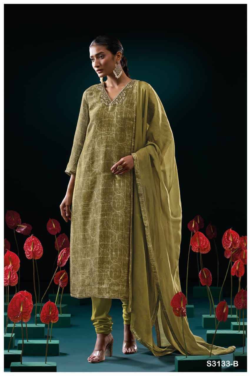 Genie-3133 By Ganga Fashion 3133-A To 3133-B Series Beautiful Festive Suits Colorful Stylish Fancy Casual Wear & Ethnic Wear Pure Bemberg Silk Dresses At Wholesale Price