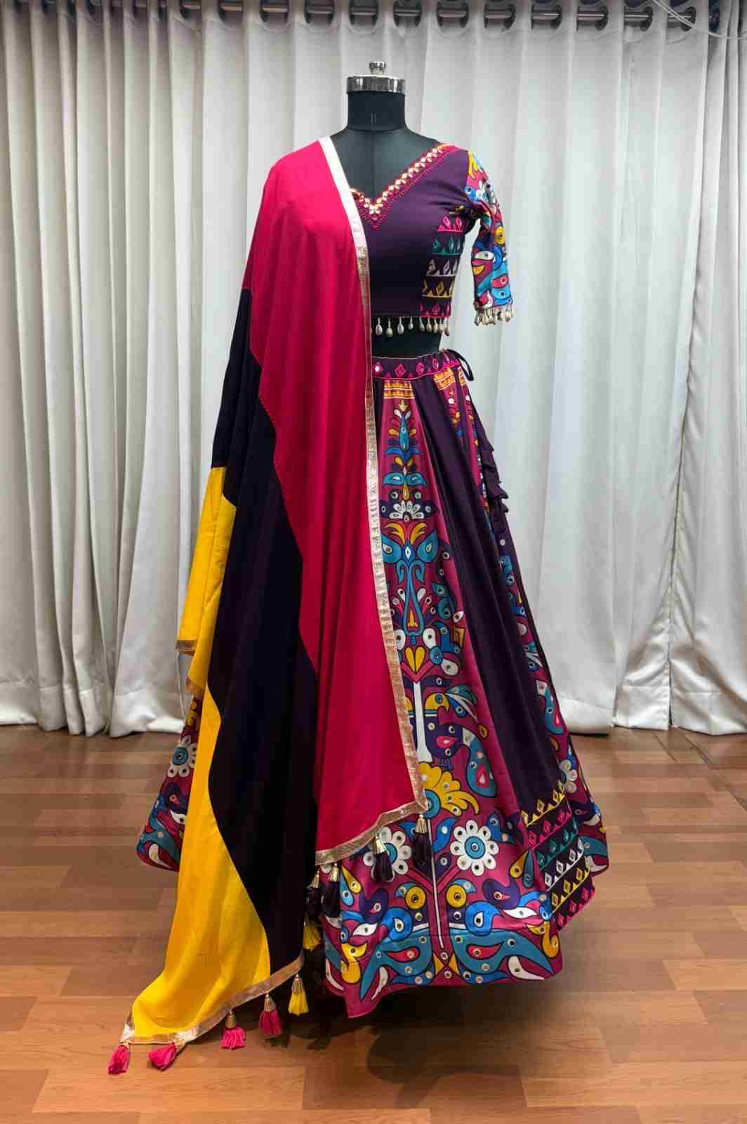 Raas Vol-25 By Shubhkala 11061 To 11065 Series Navratri Wear Collection Beautiful Stylish Colorful Fancy Party Wear & Occasional Wear Viscose Cotton Lehengas At Wholesale Price