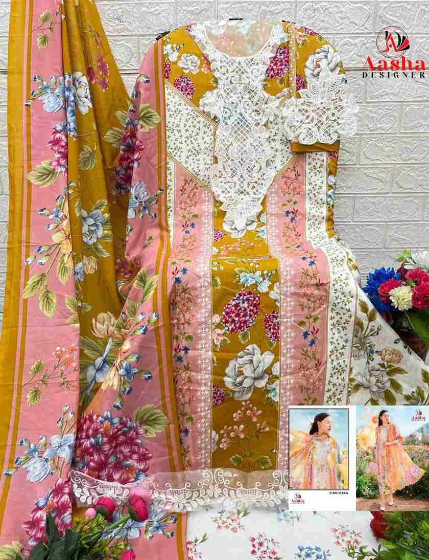 Aasha 1153 Colours By Aasha Designer 1153-A To 1153-B Series Pakistani Suits Beautiful Fancy Colorful Stylish Party Wear & Occasional Wear Pure Cotton Embroidery Dresses At Wholesale Price