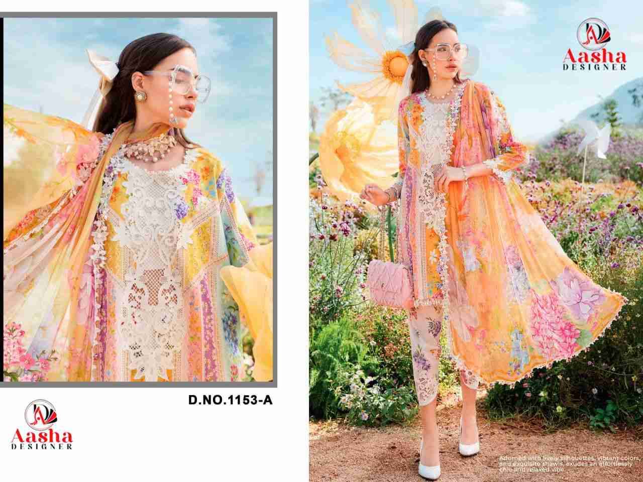 Aasha 1153 Colours By Aasha Designer 1153-A To 1153-B Series Pakistani Suits Beautiful Fancy Colorful Stylish Party Wear & Occasional Wear Pure Cotton Embroidery Dresses At Wholesale Price