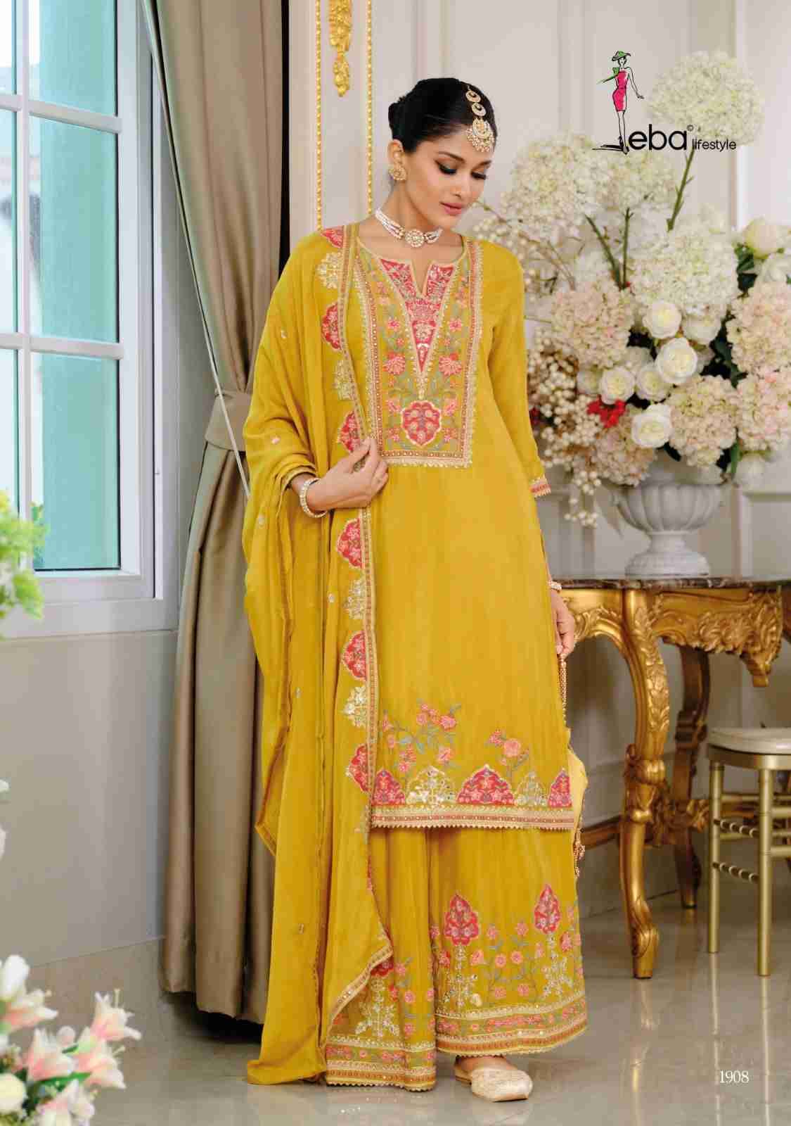 Kiyara By Eba Lifestyle 1908 To 1910 Series Beautiful Sharara Suits Colorful Stylish Fancy Casual Wear & Ethnic Wear Heavy Chinnon Embroidery Dresses At Wholesale Price