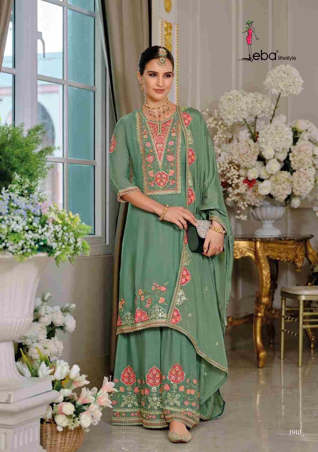 Kiyara By Eba Lifestyle 1908 To 1910 Series Beautiful Sharara Suits Colorful Stylish Fancy Casual Wear & Ethnic Wear Heavy Chinnon Embroidery Dresses At Wholesale Price