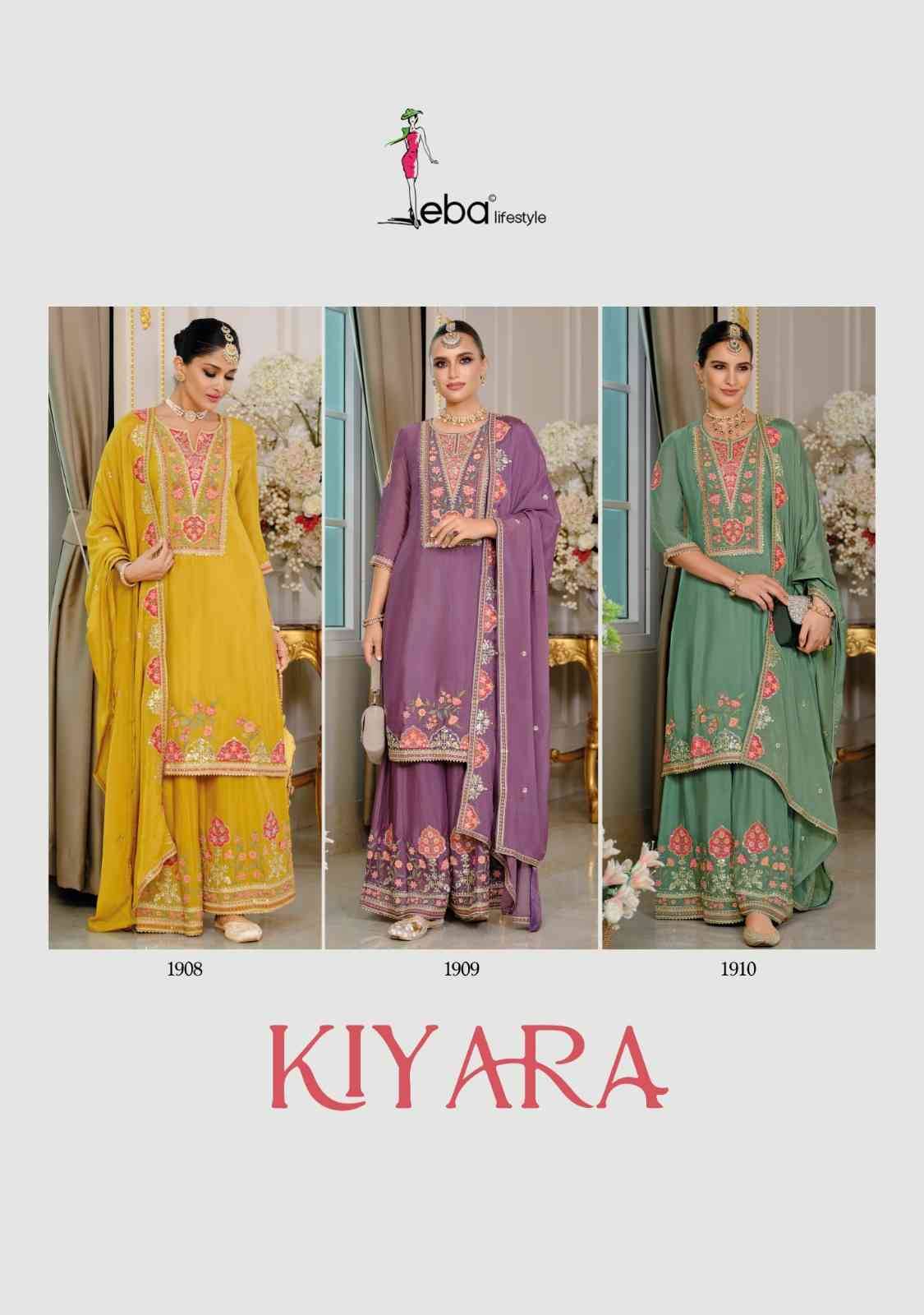 Kiyara By Eba Lifestyle 1908 To 1910 Series Beautiful Sharara Suits Colorful Stylish Fancy Casual Wear & Ethnic Wear Heavy Chinnon Embroidery Dresses At Wholesale Price