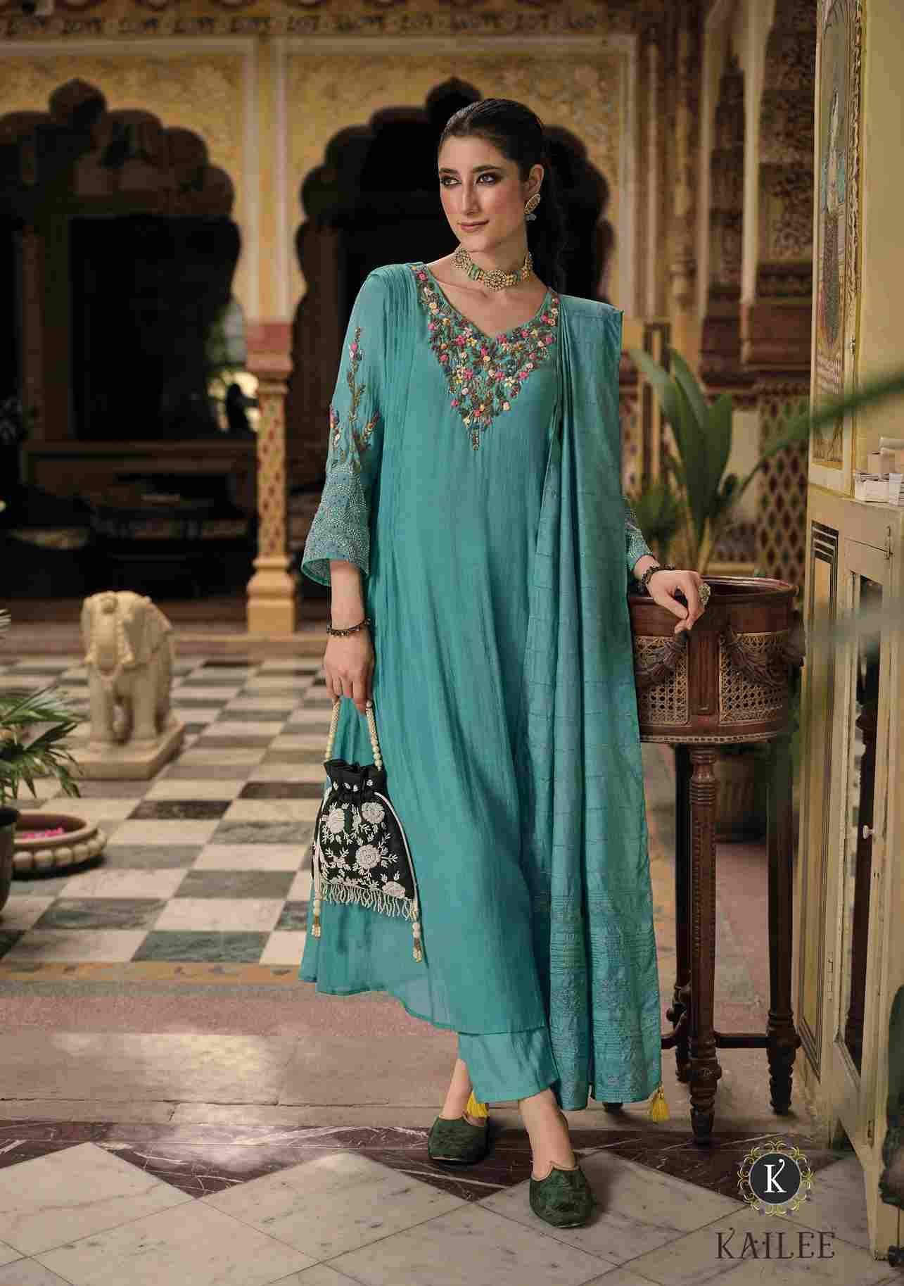 Meher By Kailee 45701 To 45704 Series Beautiful Festive Suits Colorful Stylish Fancy Casual Wear & Ethnic Wear Pure Chanderi Dresses At Wholesale Price