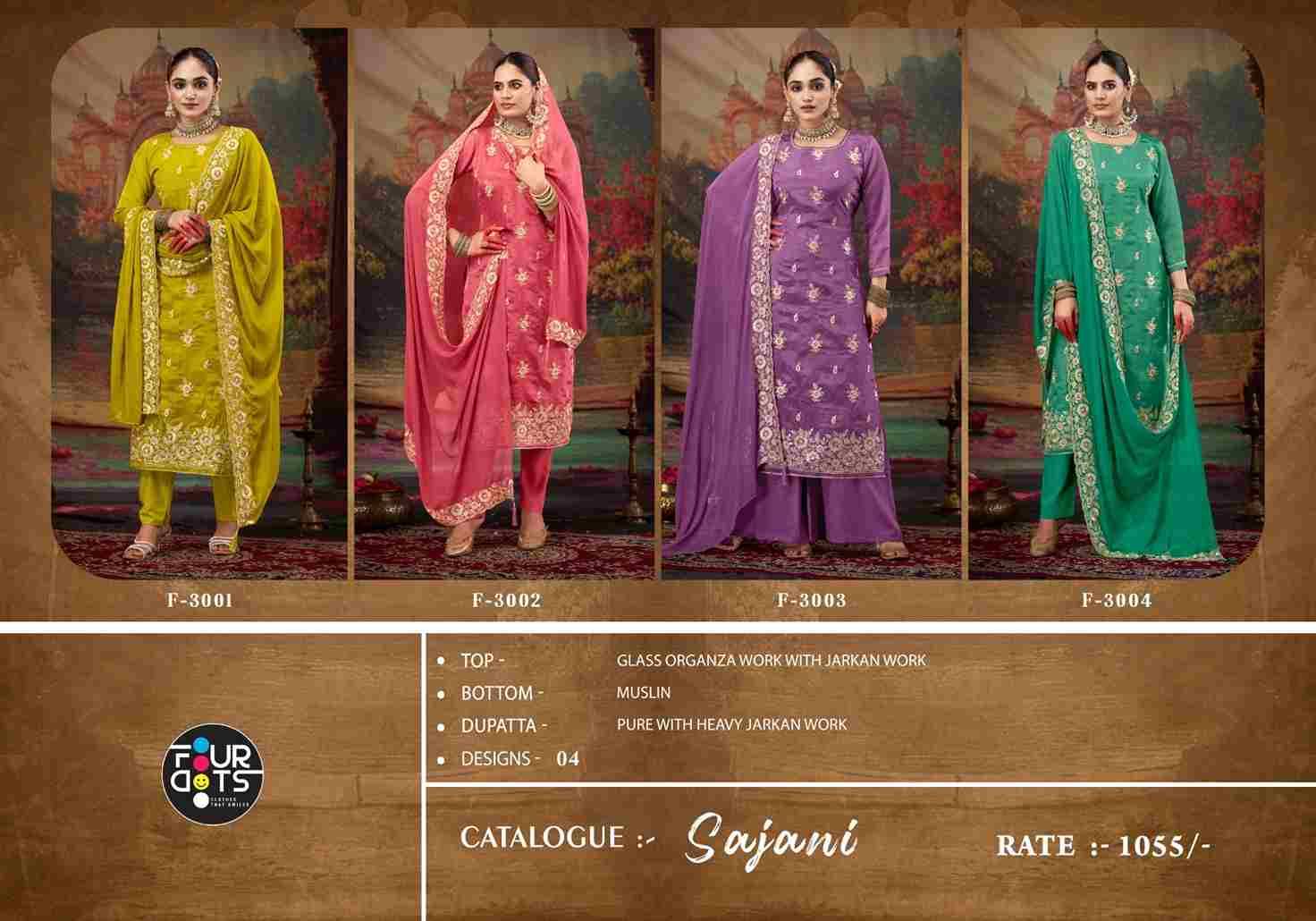 Sajani By Four Dots 3001 To 3004 Series Designer Stylish Fancy Colorful Beautiful Party Wear & Ethnic Wear Collection Organza Dresses At Wholesale Price