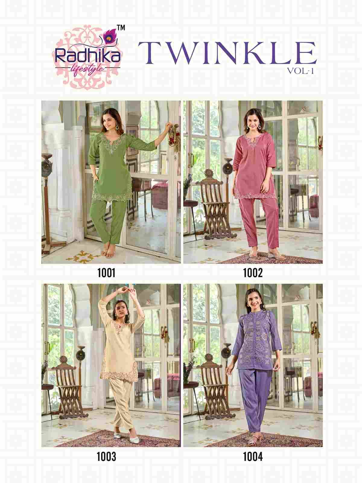 Twinkle Vol-1 By Radhika Lifestyle 1001 To 1004 Series Designer Stylish Fancy Colorful Beautiful Casual Wear & Ethnic Wear Roman Simmer Co-Ords At Wholesale Price