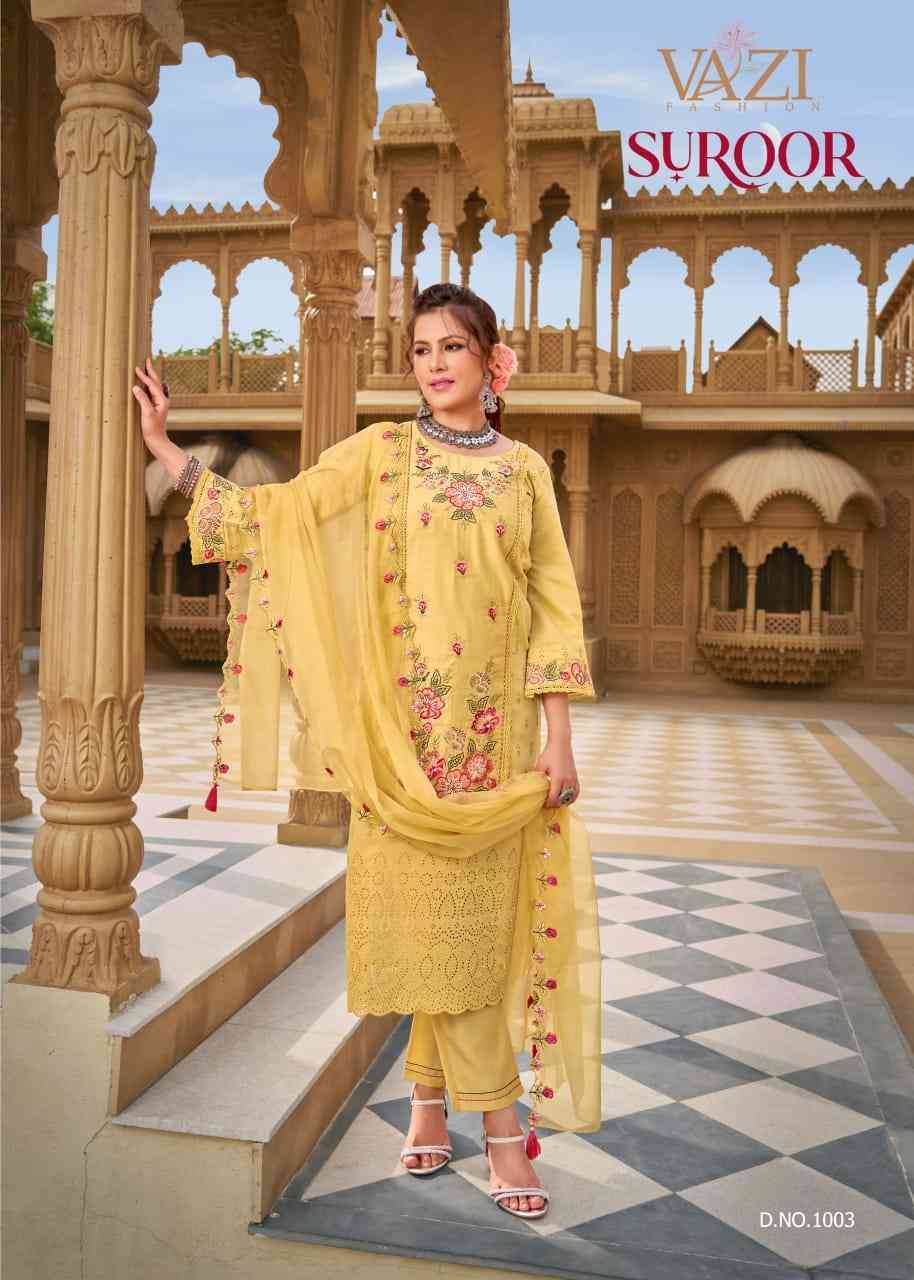 Suroor By Vazi 1001 To 1004 Series Beautiful Festive Suits Colorful Stylish Fancy Casual Wear & Ethnic Wear Pure Chanderi Dresses At Wholesale Price