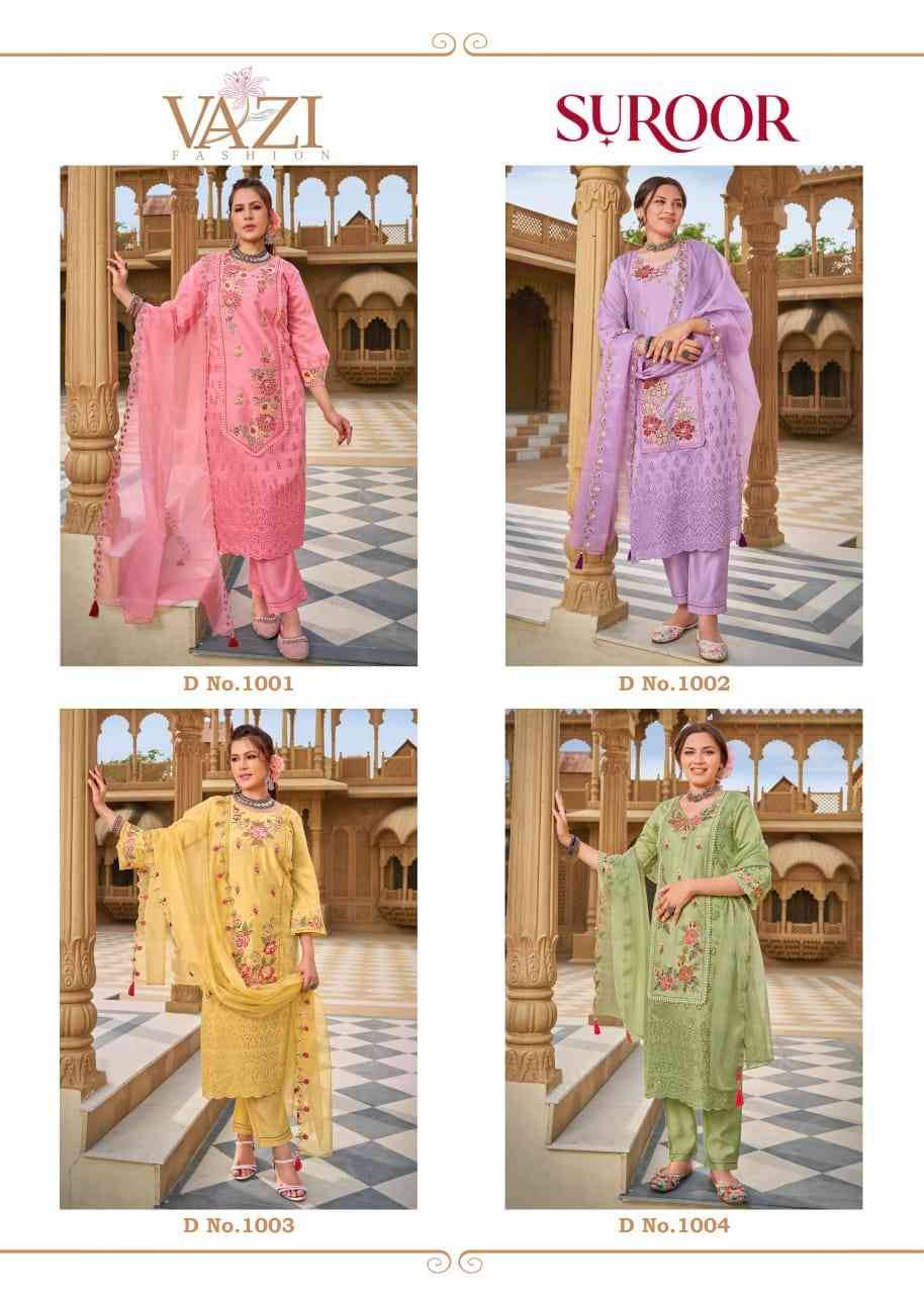 Suroor By Vazi 1001 To 1004 Series Beautiful Festive Suits Colorful Stylish Fancy Casual Wear & Ethnic Wear Pure Chanderi Dresses At Wholesale Price