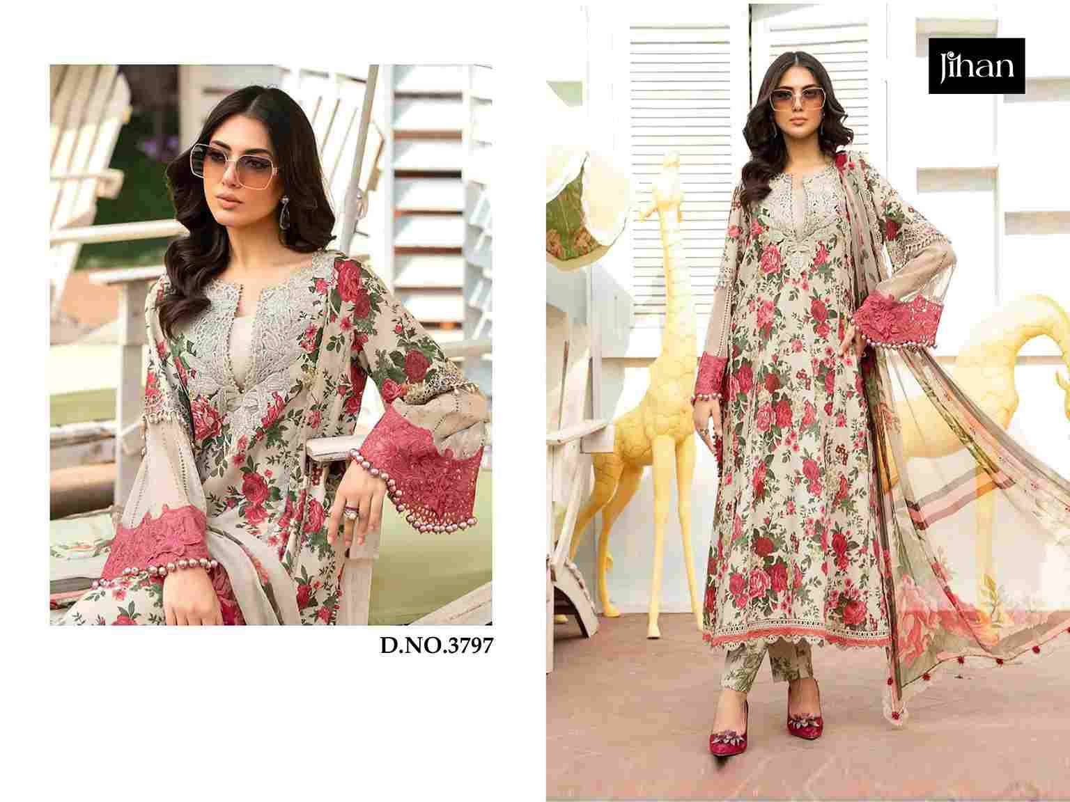 Jihan 3797 Colours By Jihan 3797 To 3797-A Series Beautiful Pakistani Suits Colorful Stylish Fancy Casual Wear & Ethnic Wear Pure Cotton Dresses At Wholesale Price