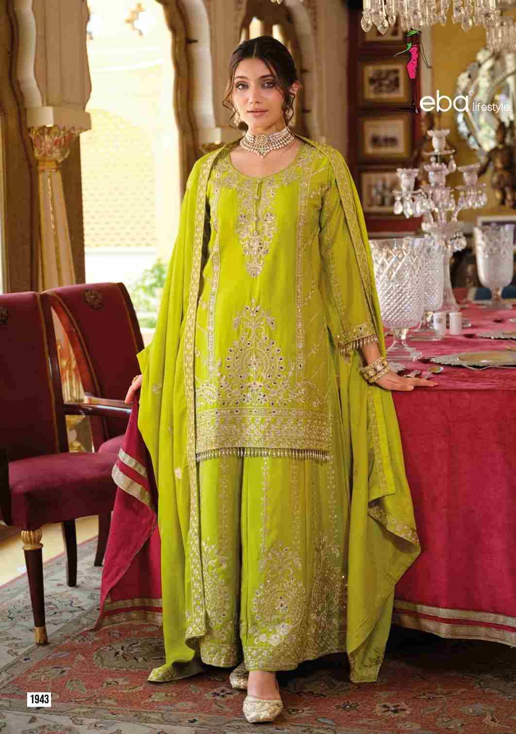 Sundari By Eba Lifestyle Combo Set 1941 To 1944 Series Beautiful Sharara Suits Colorful Stylish Fancy Casual Wear & Ethnic Wear Heavy Chinnon Embroidery Dresses At Wholesale Price