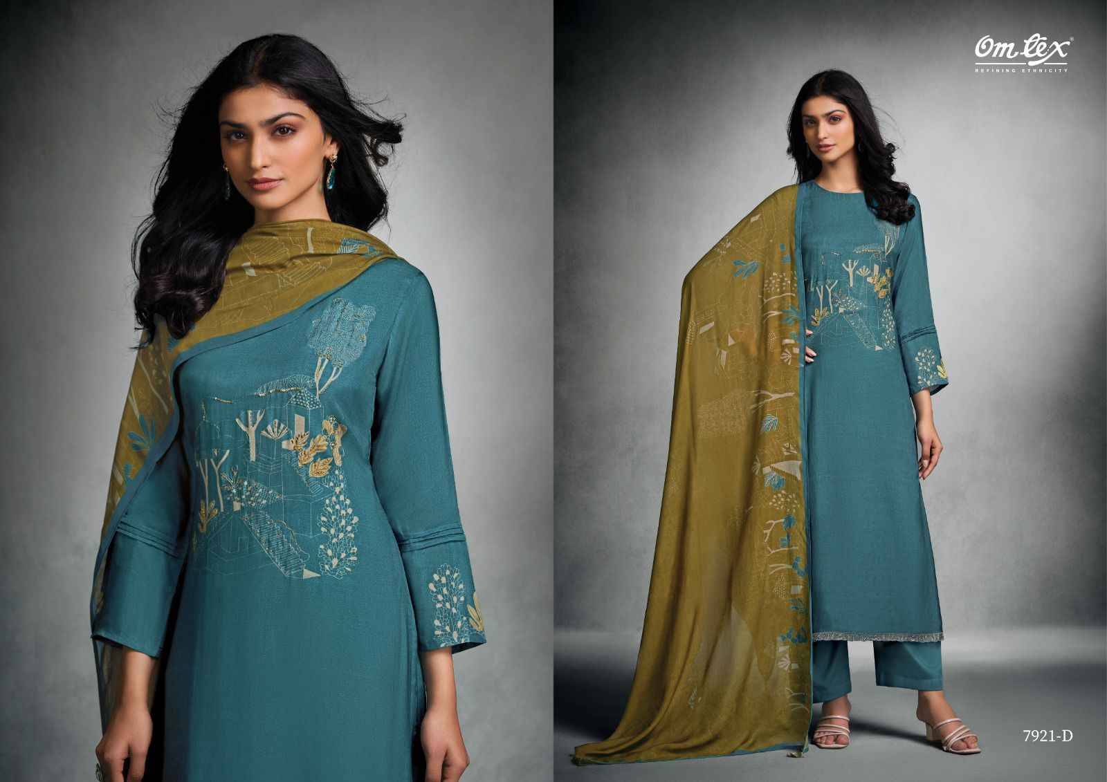 Navastra By Om Tex 7921-A To 7921-D Series Beautiful Festive Suits Colorful Stylish Fancy Casual Wear & Ethnic Wear Silk Print With Work Dresses At Wholesale Price