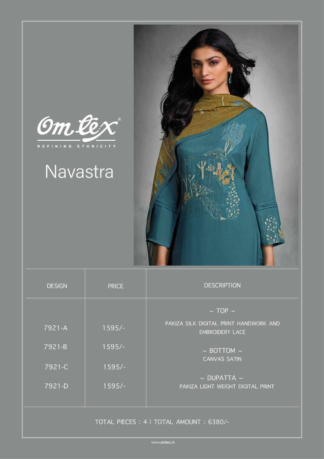 Navastra By Om Tex 7921-A To 7921-D Series Beautiful Festive Suits Colorful Stylish Fancy Casual Wear & Ethnic Wear Silk Print With Work Dresses At Wholesale Price